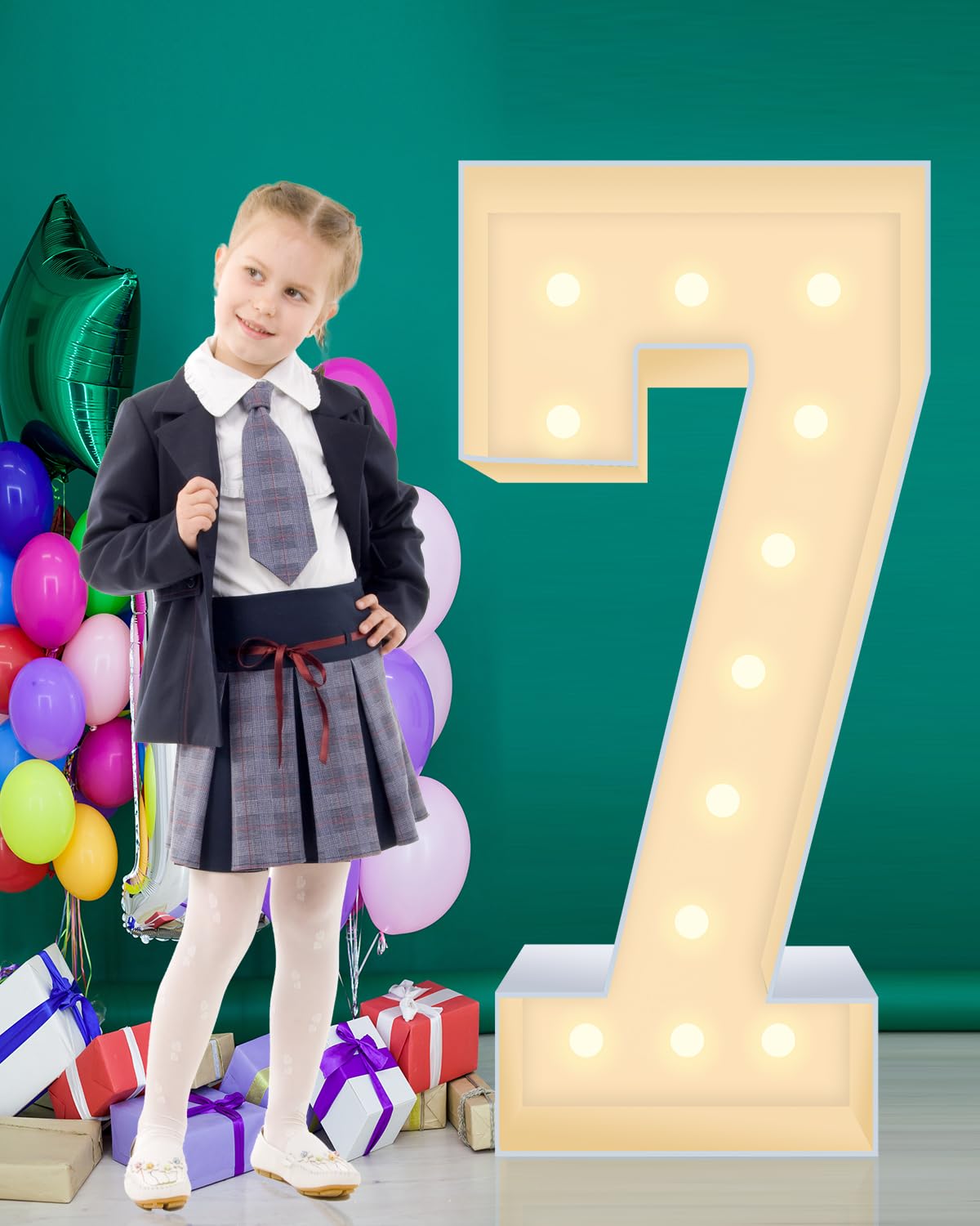 4FT Marquee Numbers 7 Sign  Large light up Numbers Party Decoration  No Tools Easy Setup  Corrugated Plastic  Can Be Used for Birthdays Weddings Baby Anniversaries (Numbers 7)