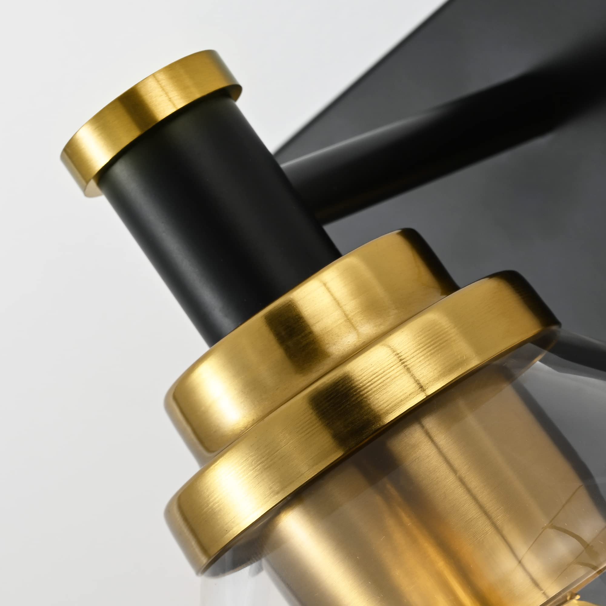 SOLFART Vintage Bathroom Light Fixture - 1 Light, Black and Brass, Glass, Model 7900, Over Mirror Vanity Lighting