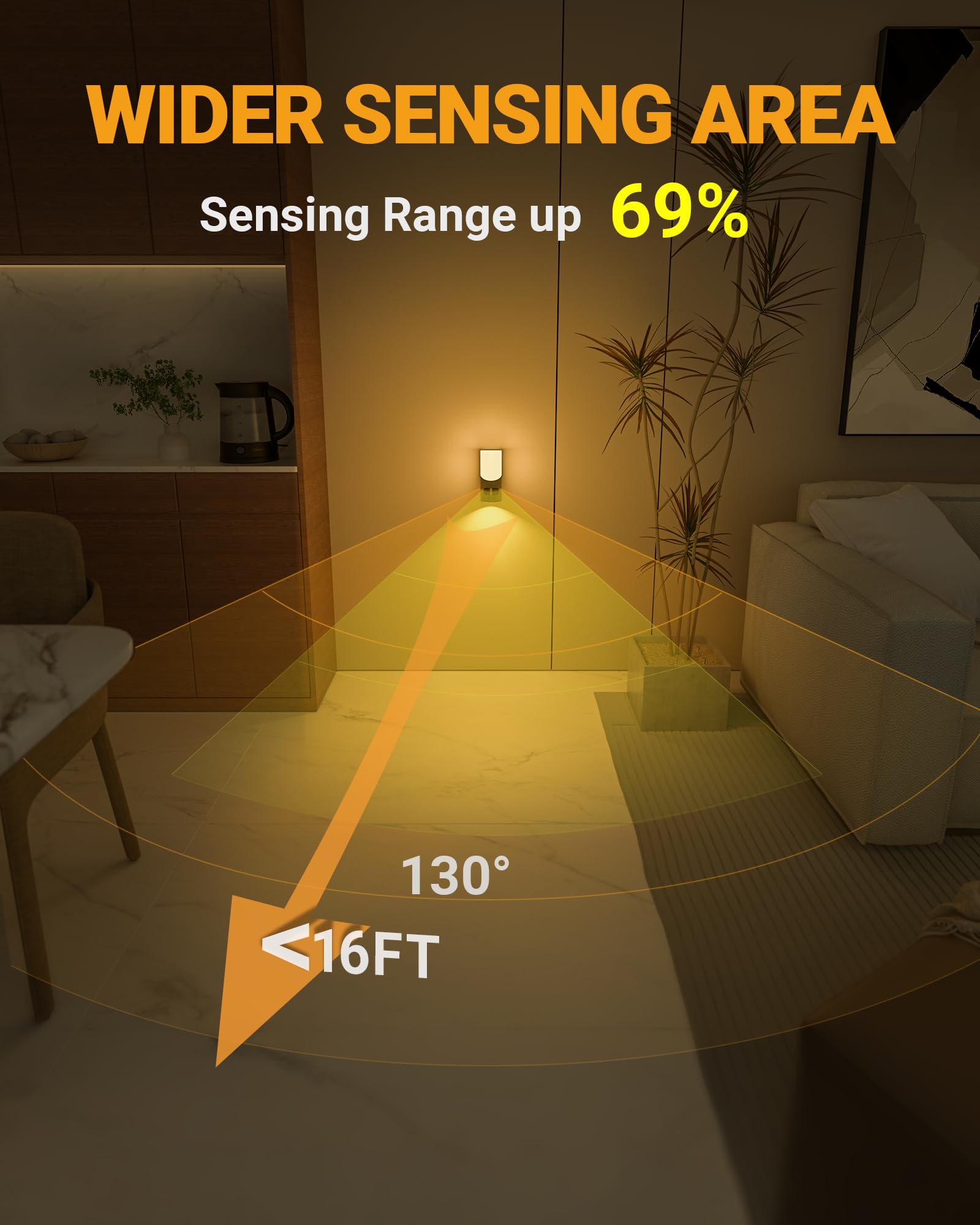 Lyridz Rechargeable Night Light with Motion Sensor, Stick-on 1-50LM Dimmable LED Nightlight for Bathroom, Bedroom, Stairs, Hallw