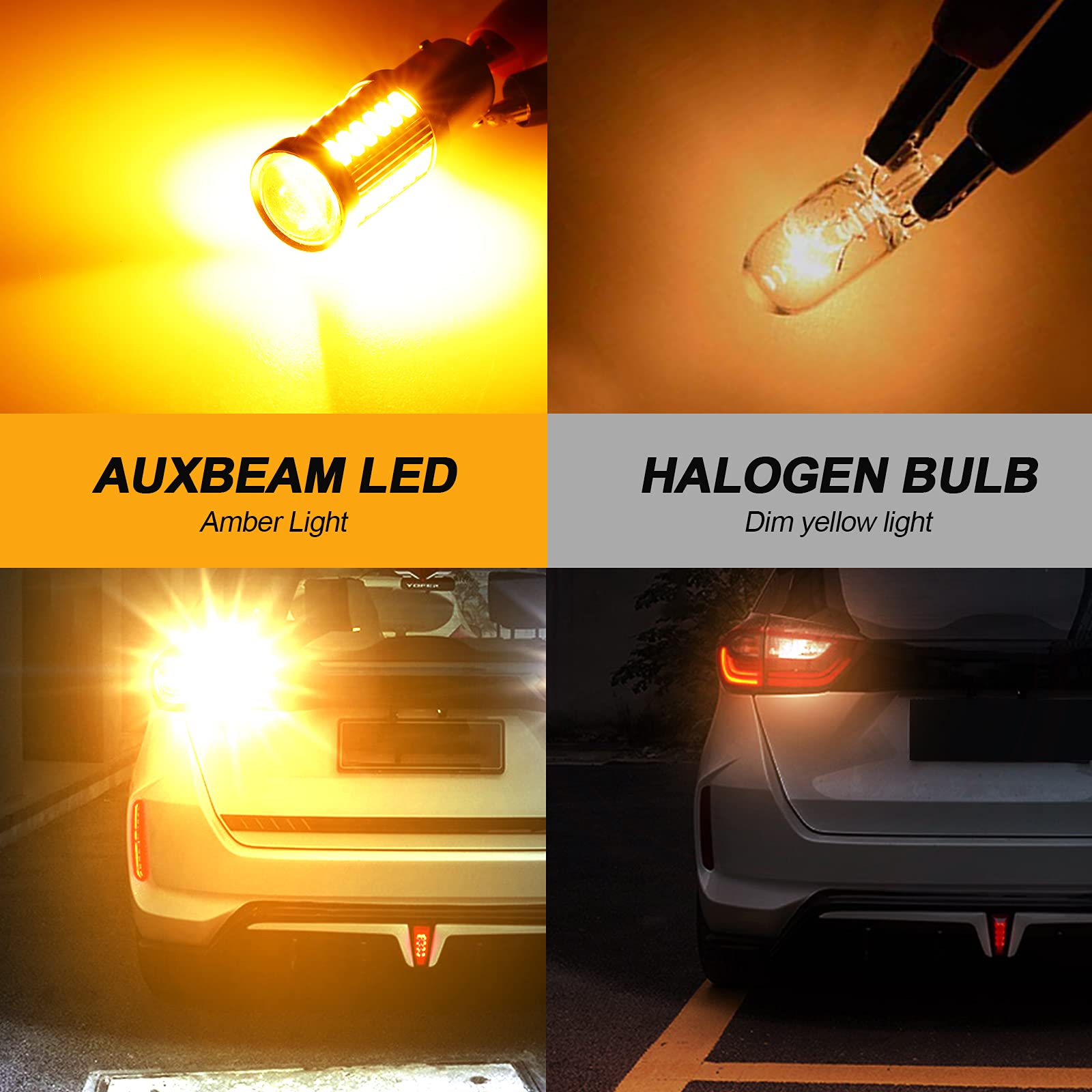 Auxbeam 1156 LED Turn Signal Bulbs, Amber Yellow, 33-SMD Chipsets, Pack of 2, Model H67002586