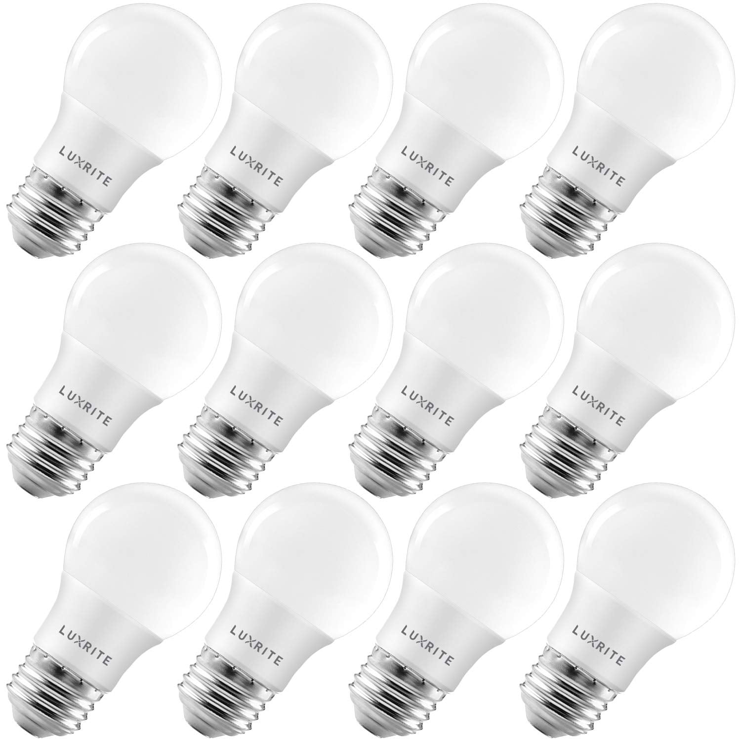 LUXRITE A15 LED Bulb 7W 5000K Bright White Dimmable E26 Base 600 Lumens 12 Pack