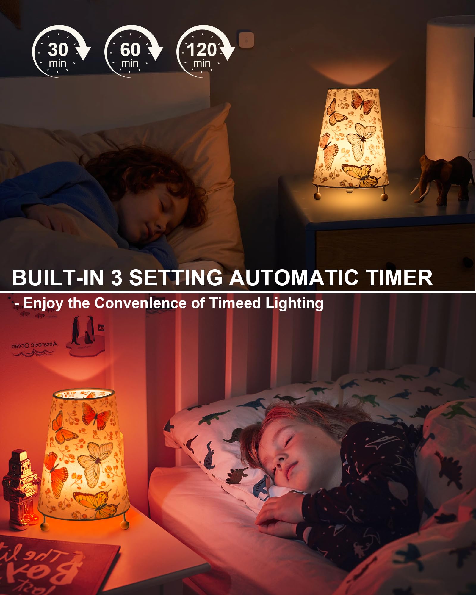 Umexus Cordless Table Lamp With Timer, Built-In Rechargeable Battery, Dimmable Cute Small Bedside Lamp,Adorable Rgb Warm Lights