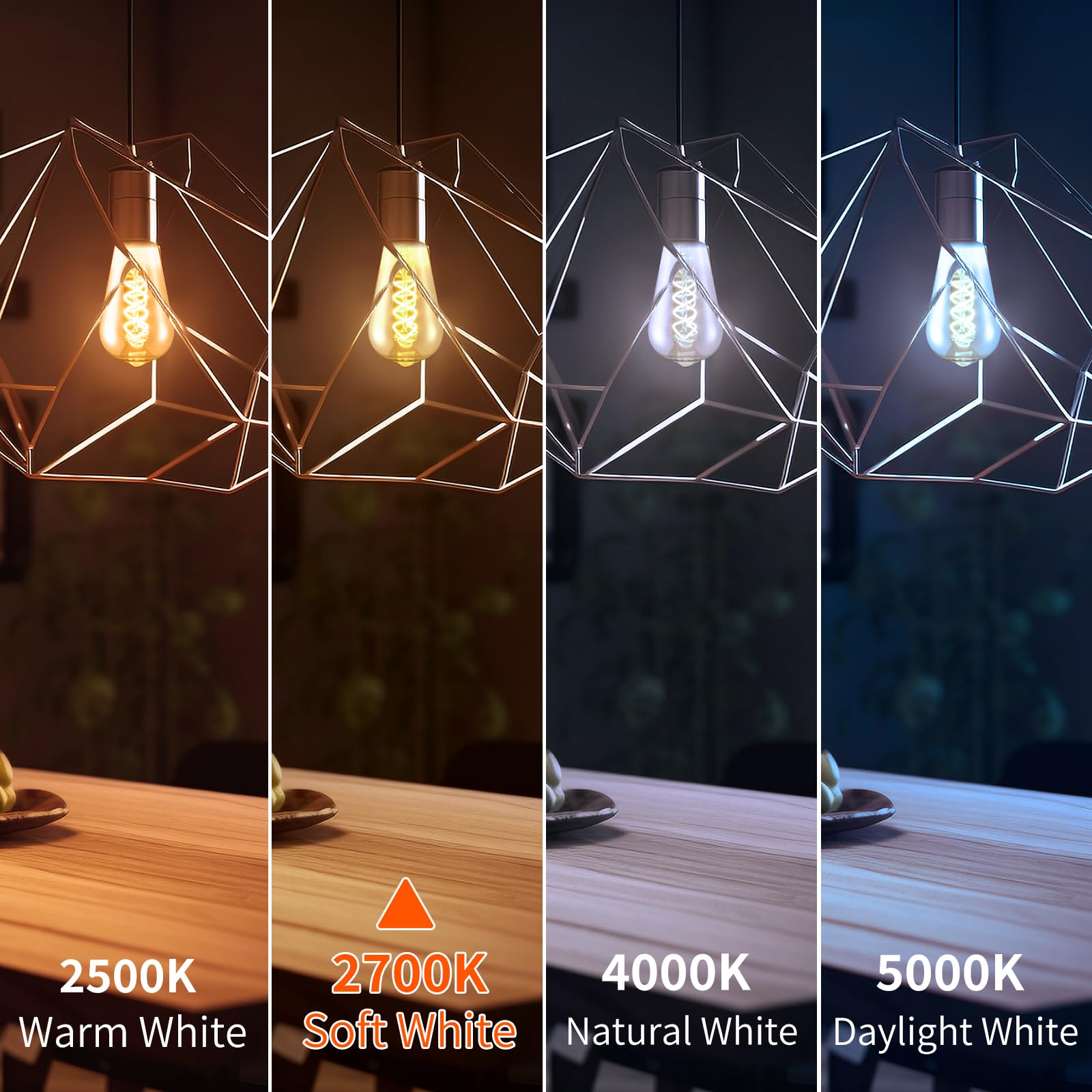 Decoaui E26 St64 Vintage Edison Light Bulbs, Smoky Grey Coated Glass, Dimmable, 4W(20W Equivalent) 200 Lumin, 2700K Soft White,