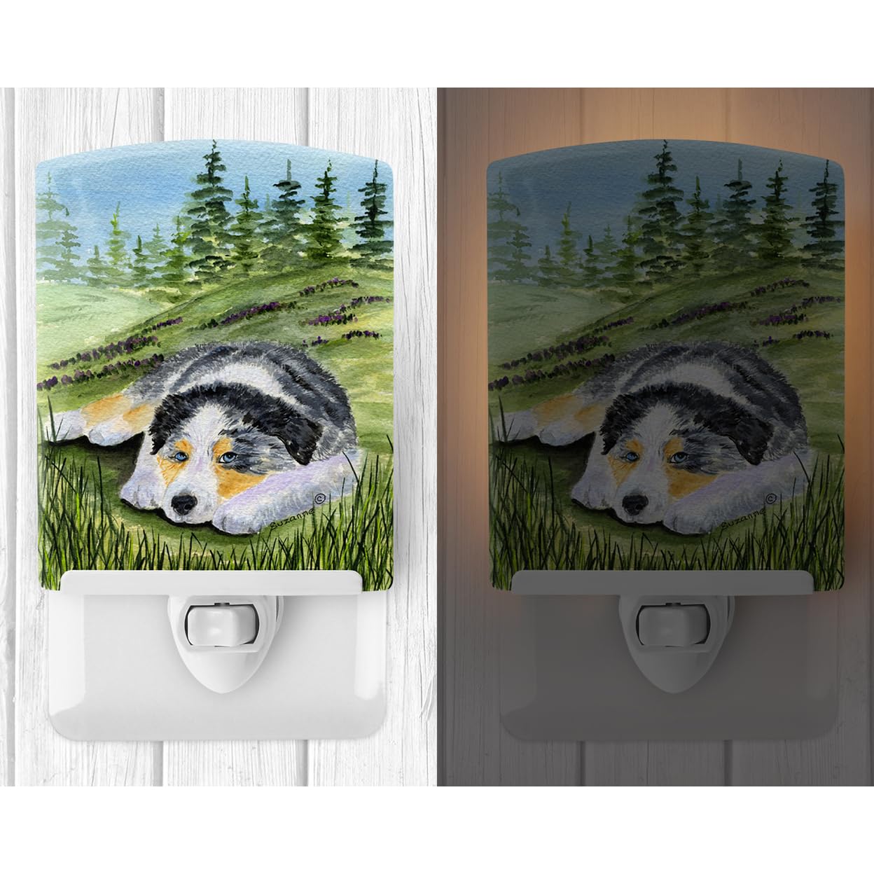 Carolines Treasures Ceramic Night Light, Australian Shepherd, 6x4x3 inches, UL-Certified, Multicolor, Model SS8283CNL