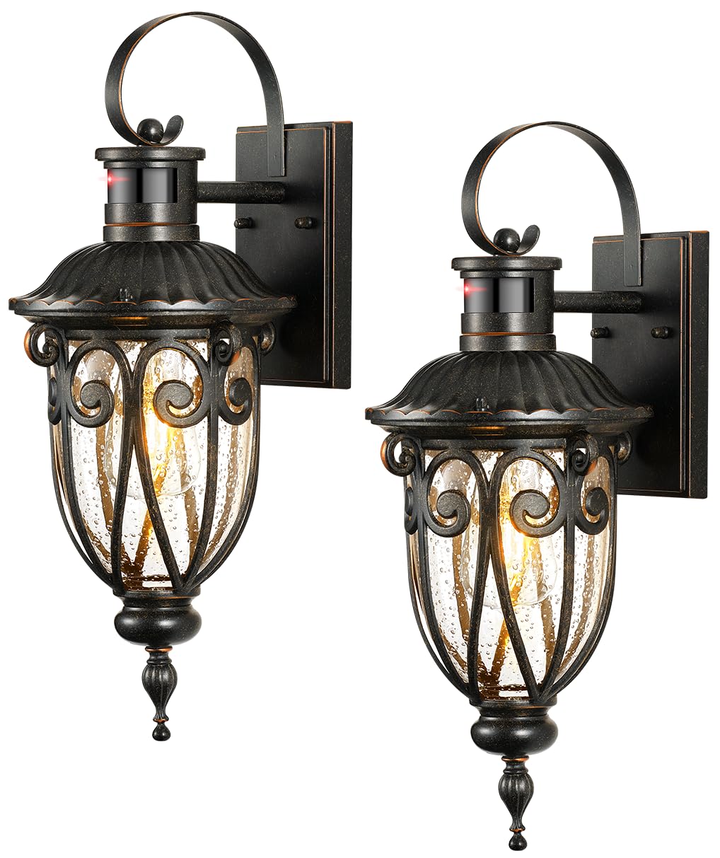 VIANIS Outdoor Motion Sensor Light, Dusk to Dawn Outdoor Light Fixtures, 2 Pack Outside Lights for House, Anti-Rust Bronze Outdo
