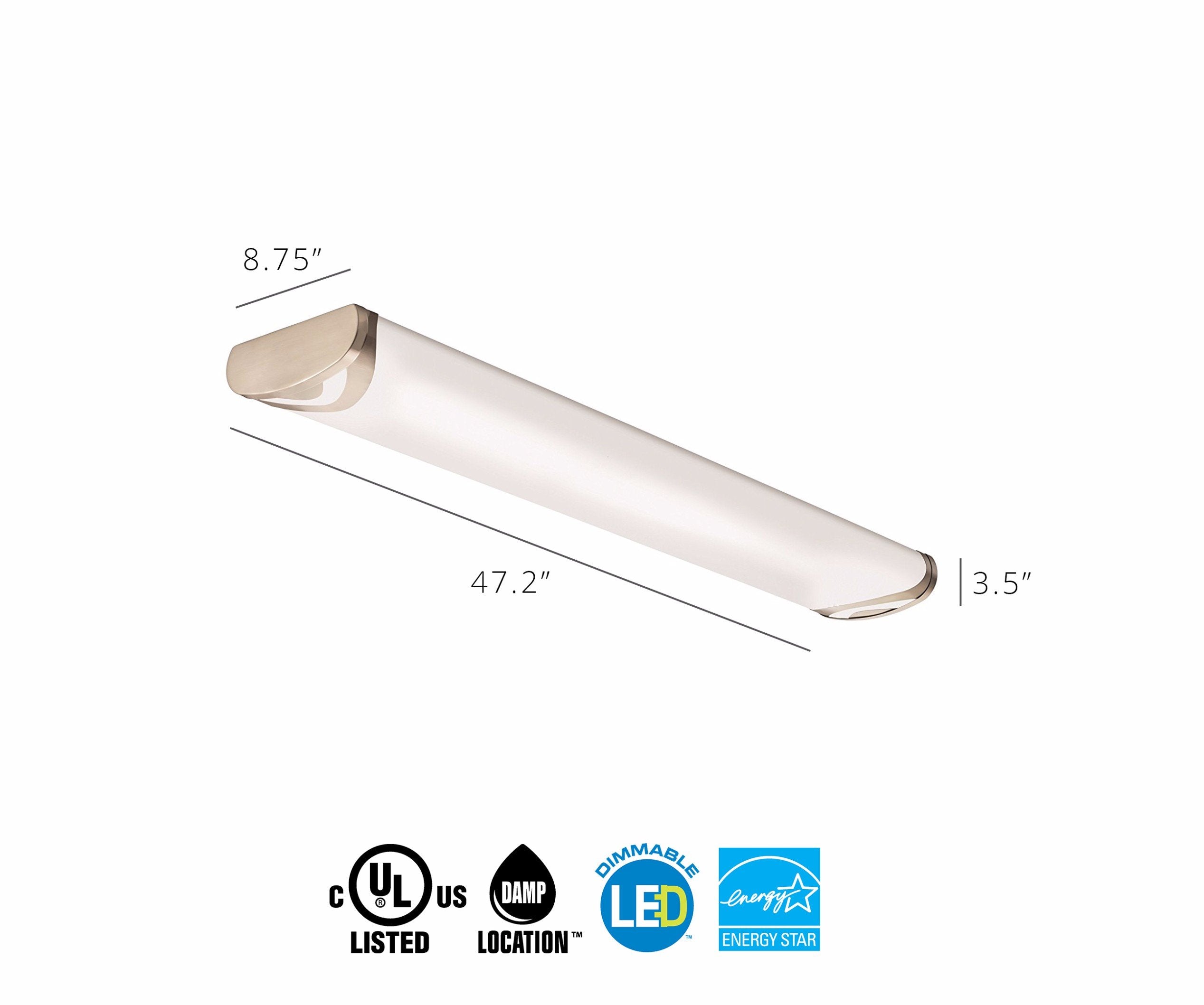 Lithonia Lighting Brushed Nickel 4-Ft Led Flush Mount Light For Kitchen | Attic | Basement | Home, 4000K, 36W, 3400 Lumens