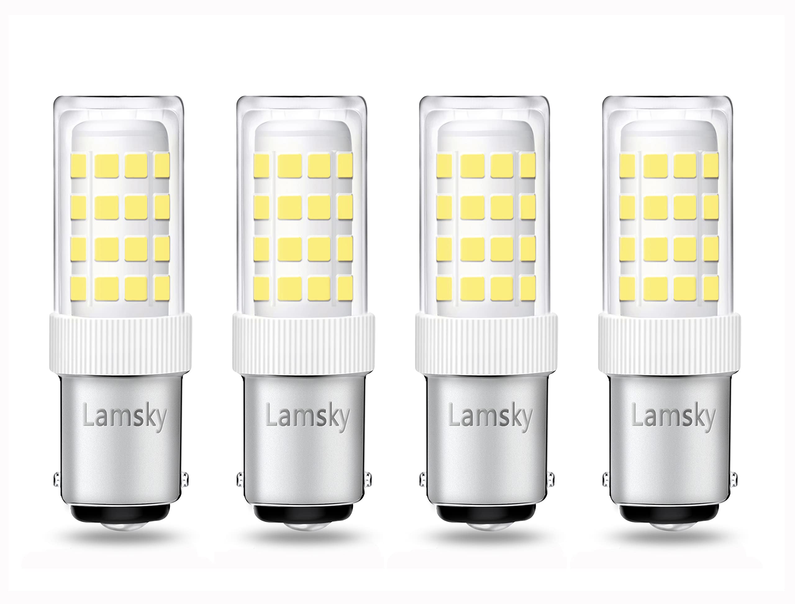 Lamsky (4-Pack) Ba15D Led Double Contact Bayonet Base Sewing Machine Bulb 120 Volts,T3/T4/C7/S6,4W Daylight 6000K,Led 40W Haloge