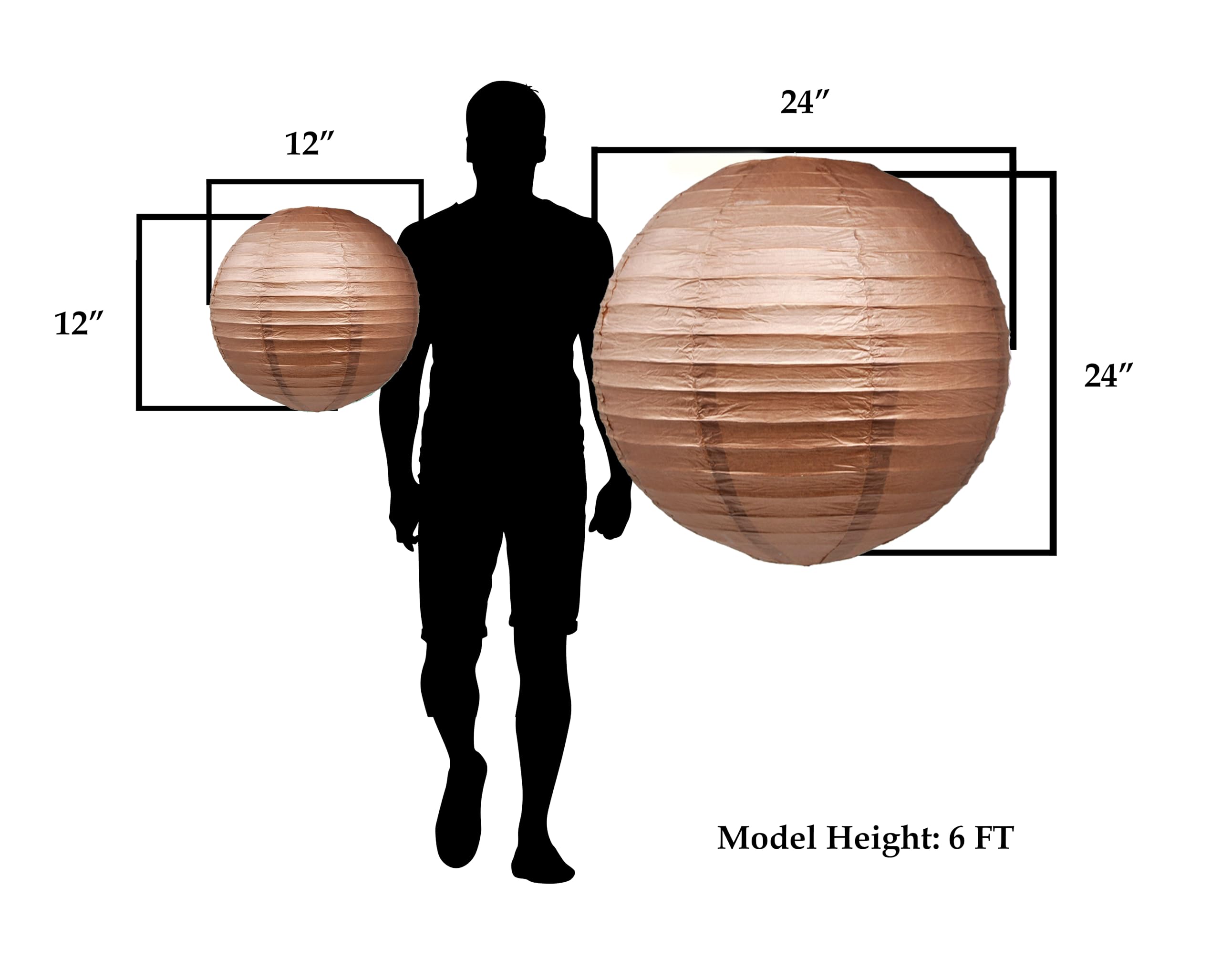 Mudra Crafts Brown Paper Lanterns Wedding Party Decorations - 12 In 10 Round Japanese Chinese Lanterns Decorative Hanging Ceilin