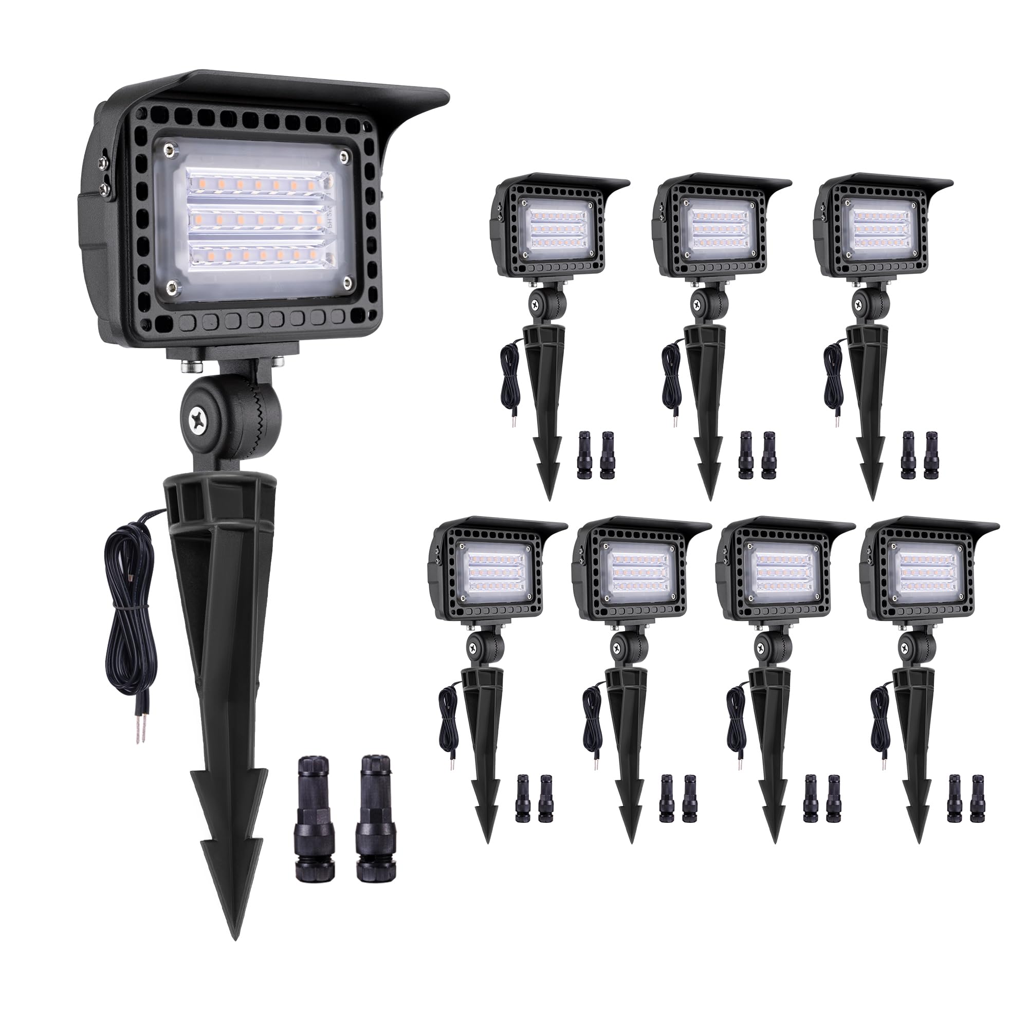 Gardenreet Outdoor LED Wall Wash Lights - 7W Low Voltage Landscape Flood Lights, 12V Waterproof Hardwired Angle Adjustable, Warm