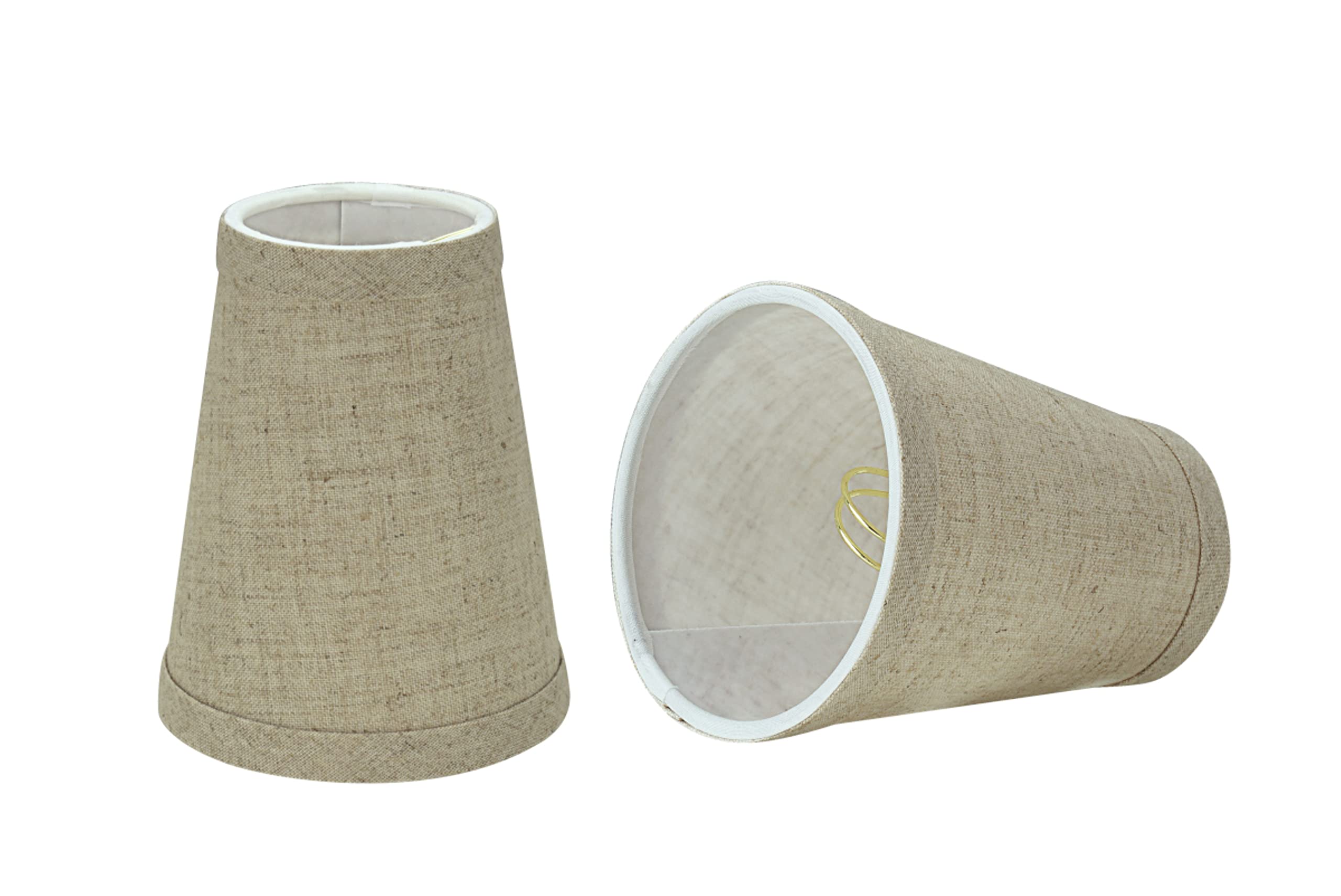 Aspen Creative 32665-2 Small Hardback Empire Shape Chandelier Clip-On Lamp Shade Set (2 Pack), Transitional Design in Beige, 4&quot; bottom width (2 1/2&quot; x 4&quot; x 5&quot;)