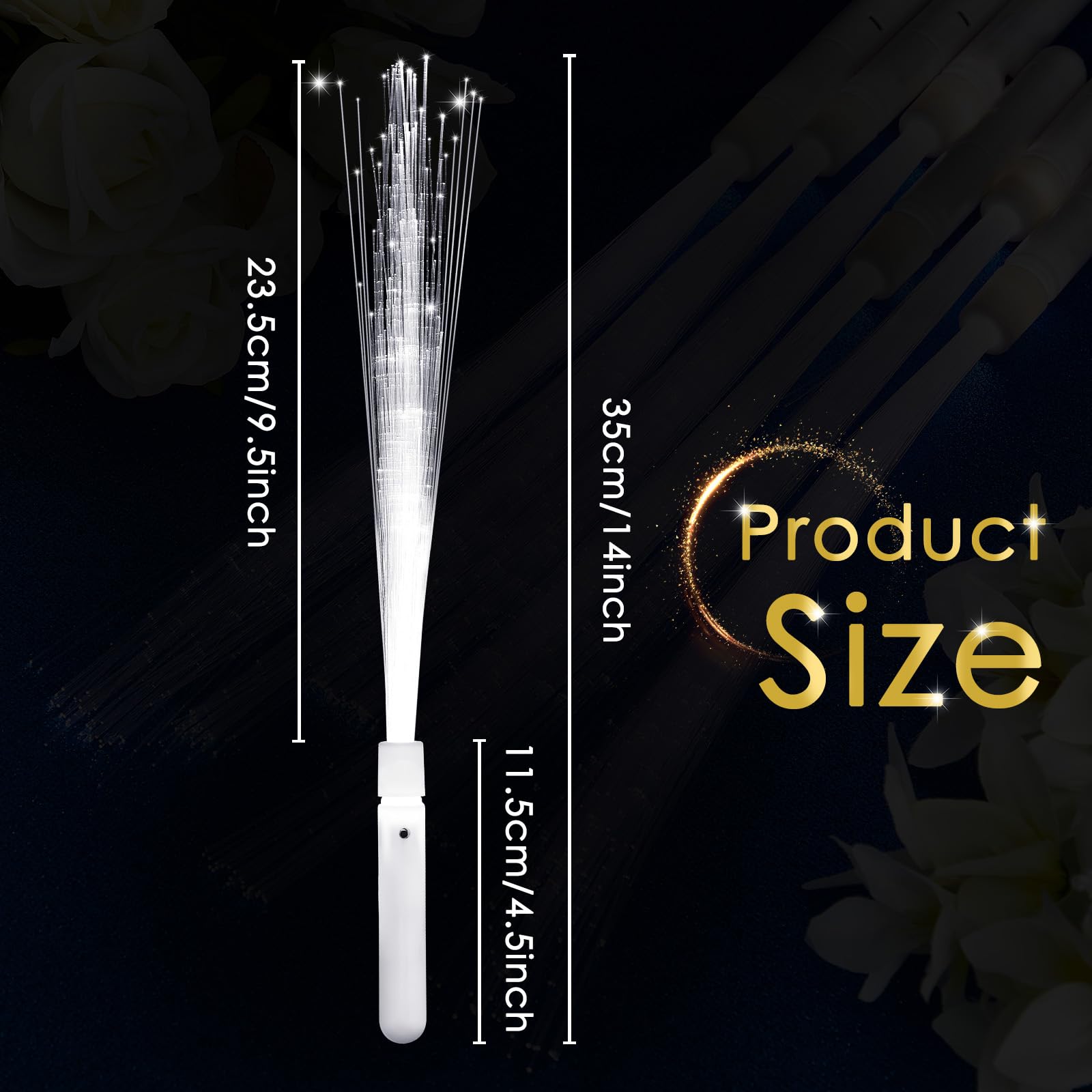 Fiber Optic Wand White Glow Sticks Long Light up Wedding Wand LED Magic Flashing Sparklers with 3 Light Modes for Wedding Bridal