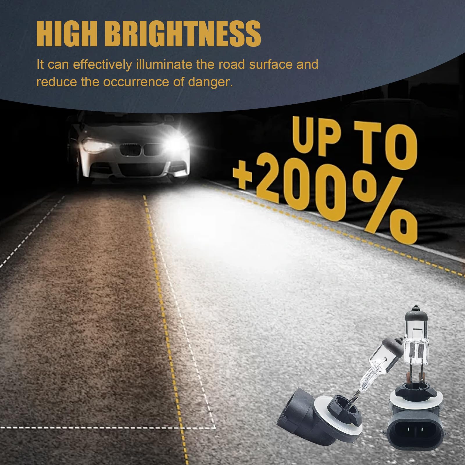 gunhunt Halogen Bulb 12V Ultra-bright Low/High Beam Fog Light Replacement 2 PCS White #881 GURSD1701WH-881-2PCS