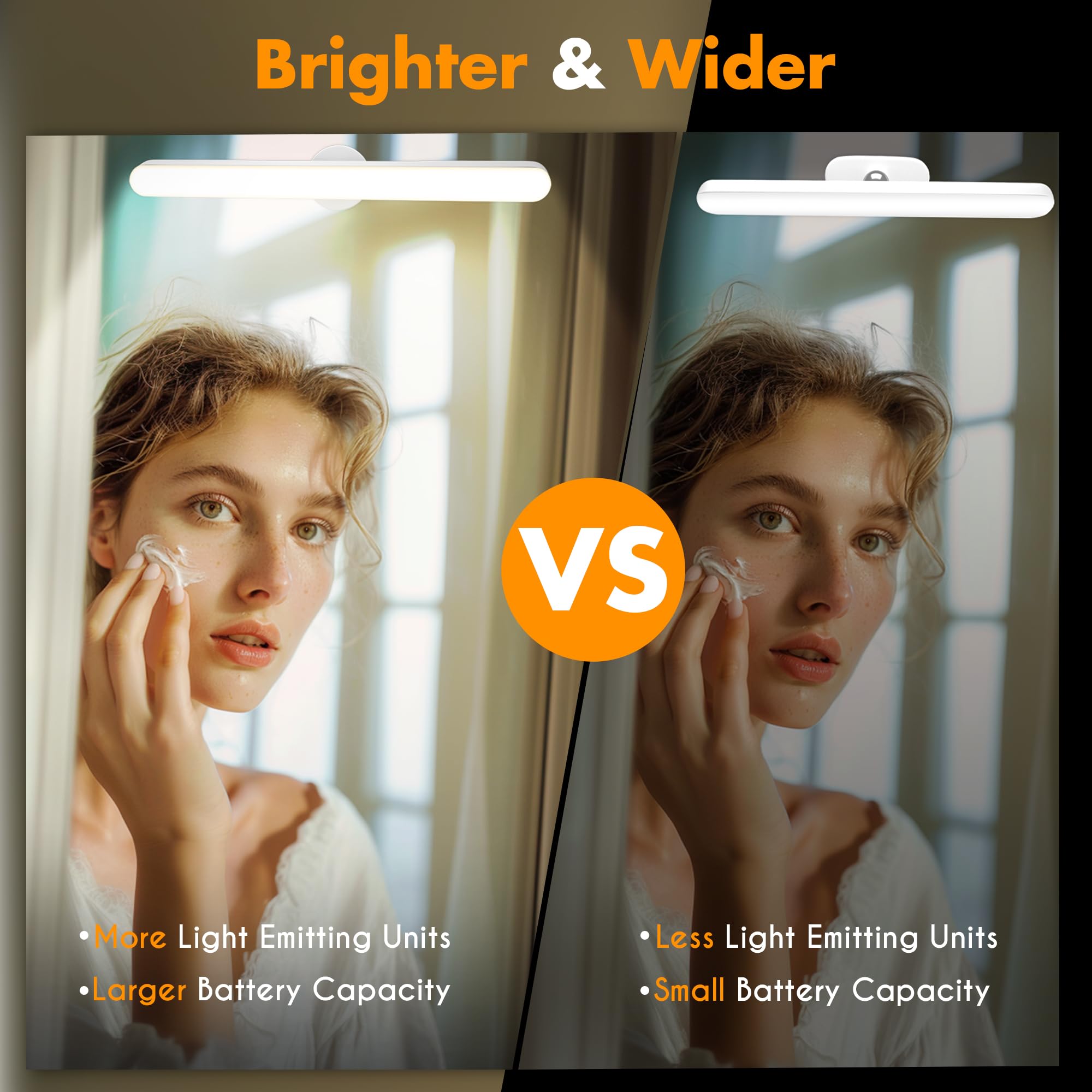 Cambk Cordless Vanity Mirror Lights, 4000Mah Rechargeable Makeup Lighting For Bathroom With Adjustable Color Temp & Brightness, 36 Hrs Battery Life Portable Led Wireless Vanity Light For Travel