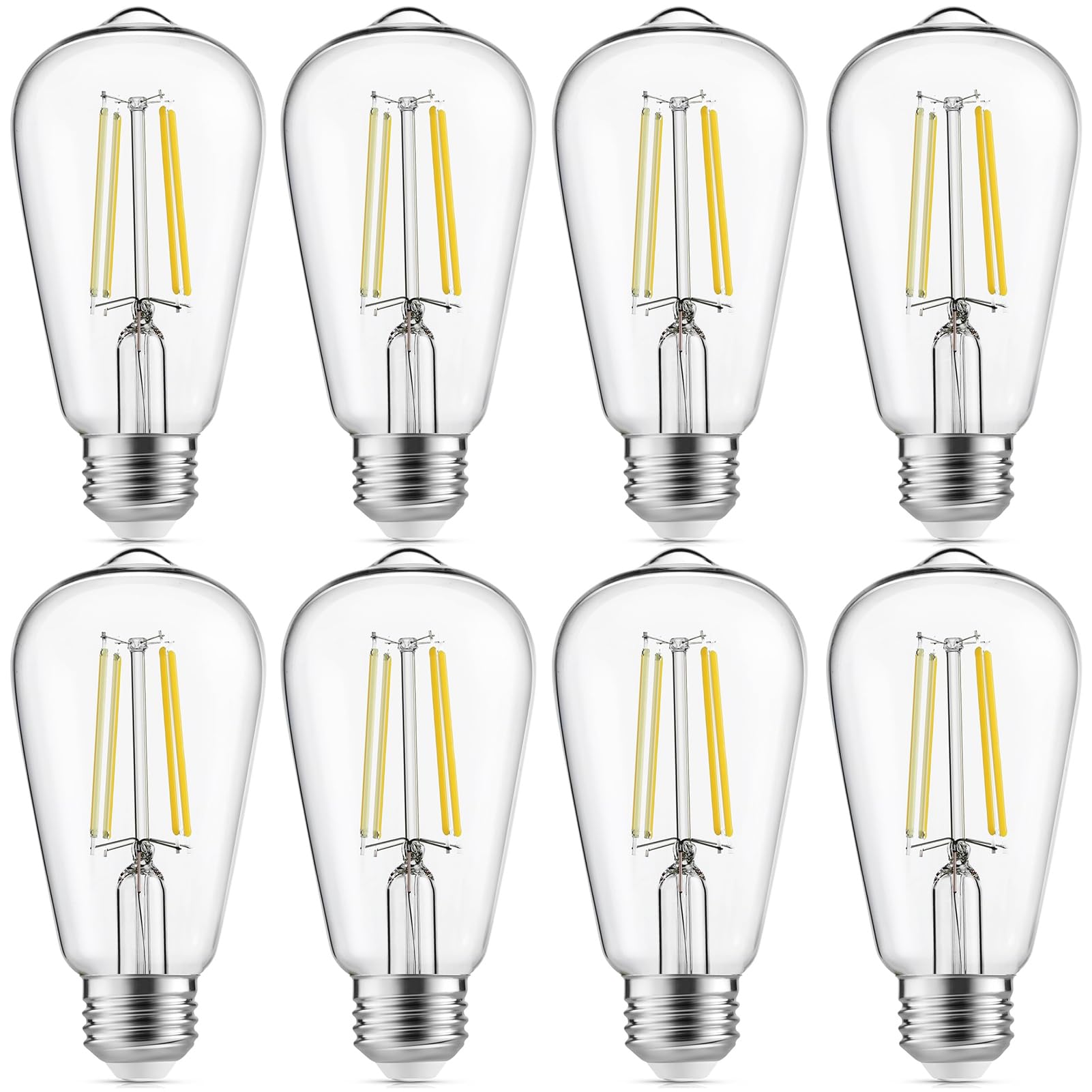 Gozelux Edison Light Bulbs 60W Equivalent, Dimmable Vintage Led Light Bulbs, E26 Medium Base, Cool White 4000K, St58, 6W, 750Lm,