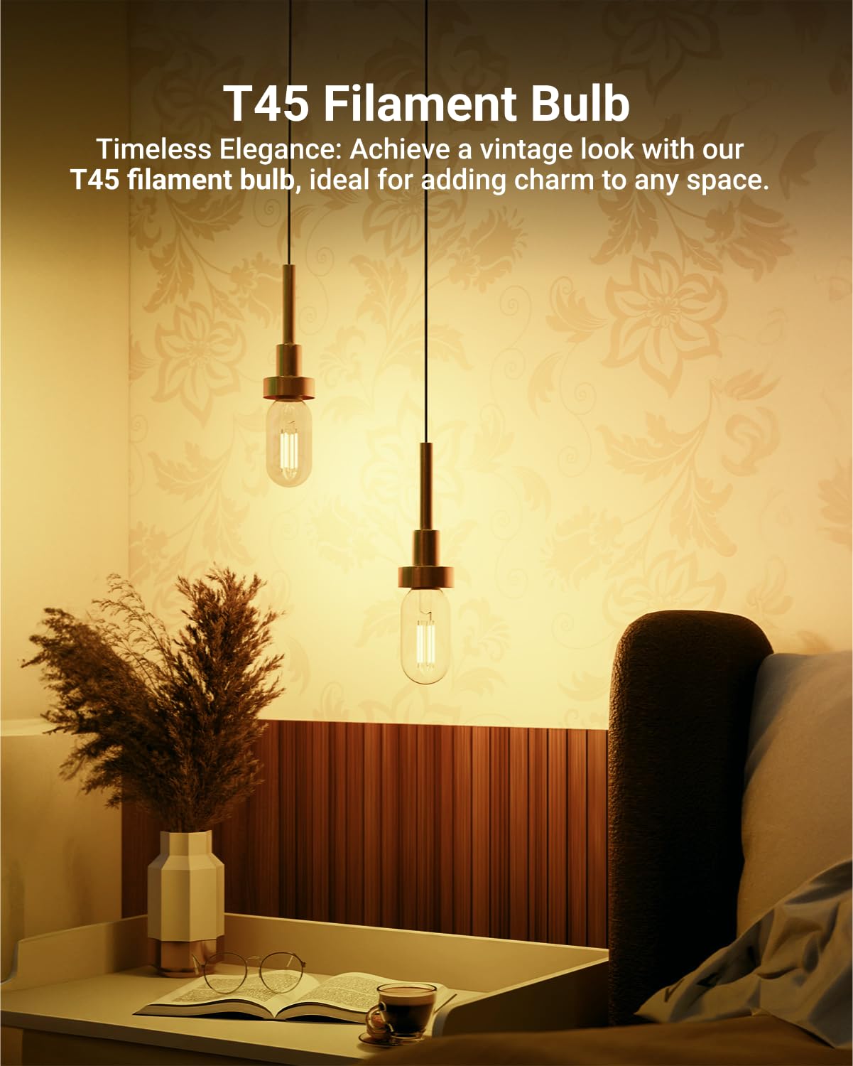 Sunco Lighting T45 Edison Bulbs, 6 Pack, 60W Equivalent, 7W, 2700K Soft White, Dimmable, Clear Glass, Medium Base, Wet Rated