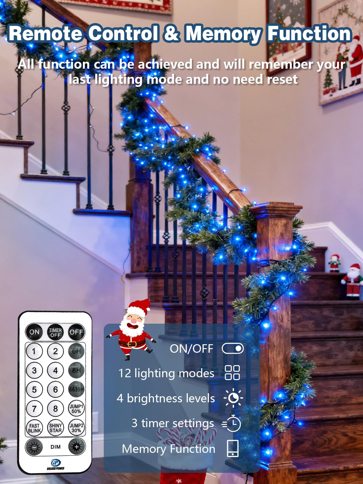 Voice Controlled Christmas Lights With Remote  99 Ft 300 Led String Lights Indoor Outdoor With 12 Modes 3 Timers  Dimmable Twinkle Light Plug In Waterproof For Xmas Tree Yard Party Decorations  Blue