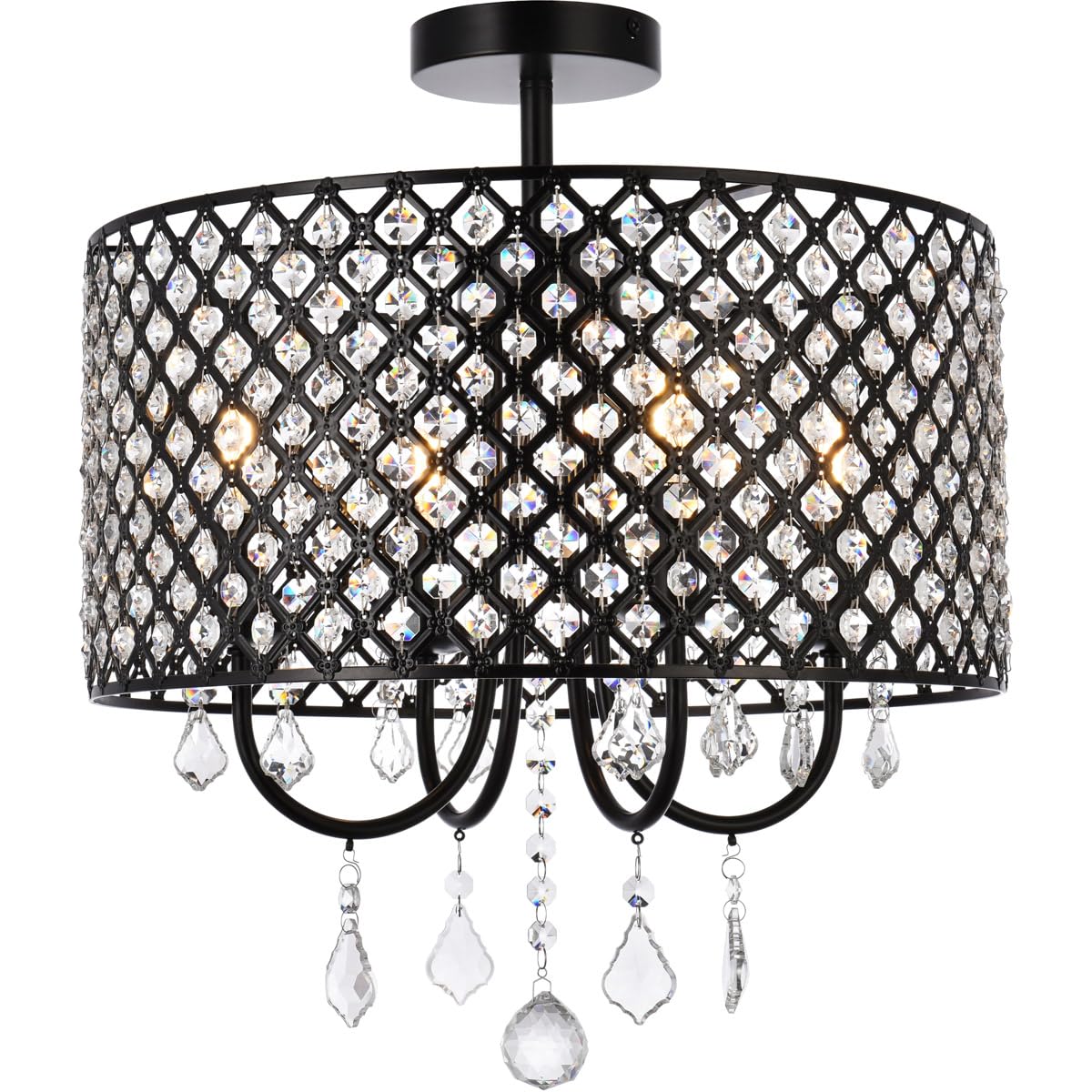 Living District 4-Light Flush Mount Ceiling Light, Metal, Black Finish, Model LD710F17BK