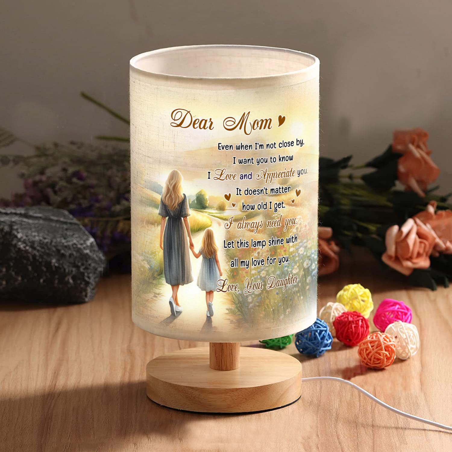 Mom Table Lamp Mother'S Day Gifts For Mom From Daughter, Mother Daughter Lamp Tnt12