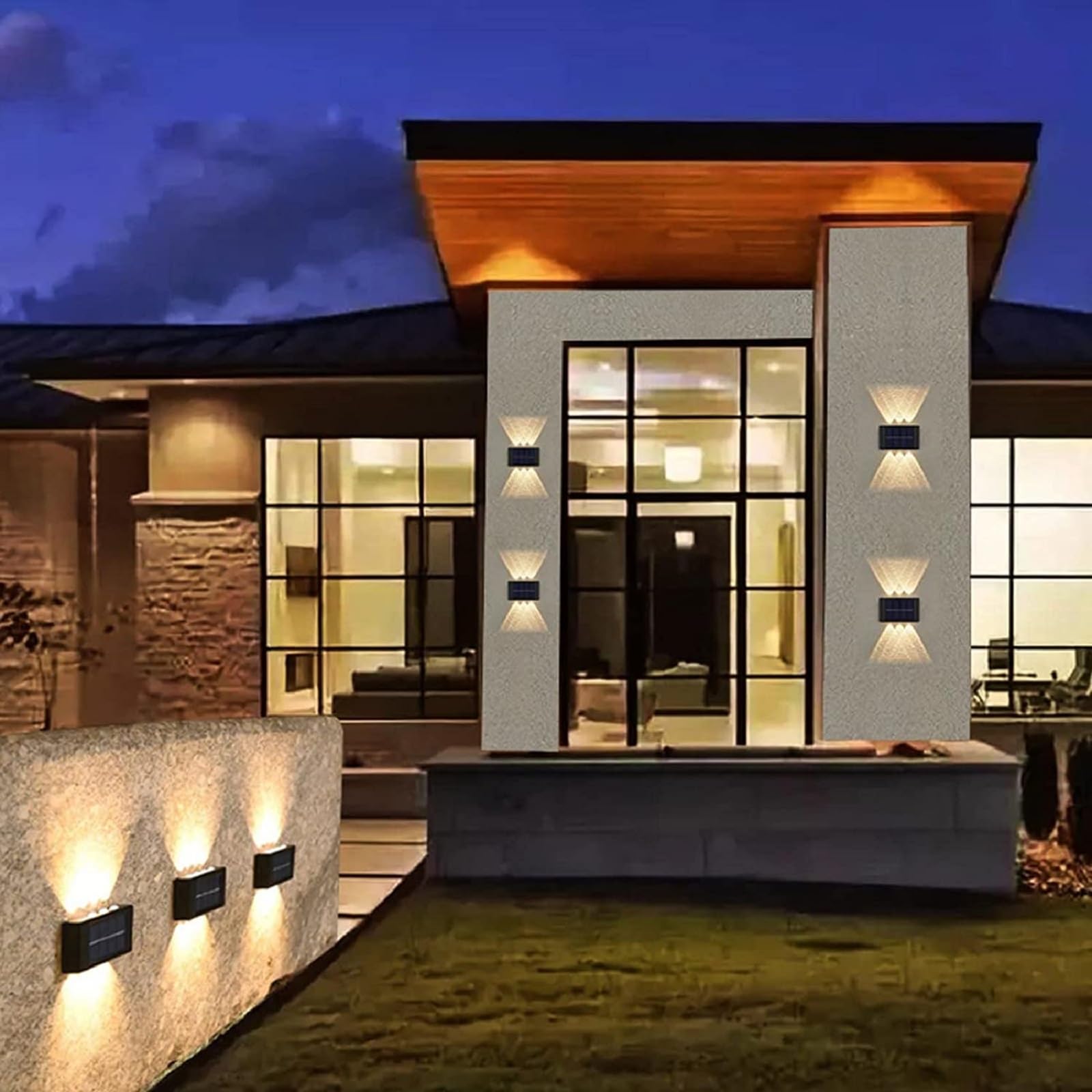 Aslidecor Solar Fence Lights, 2 Pack Waterproof Warm White Step Light For Outdoor Use