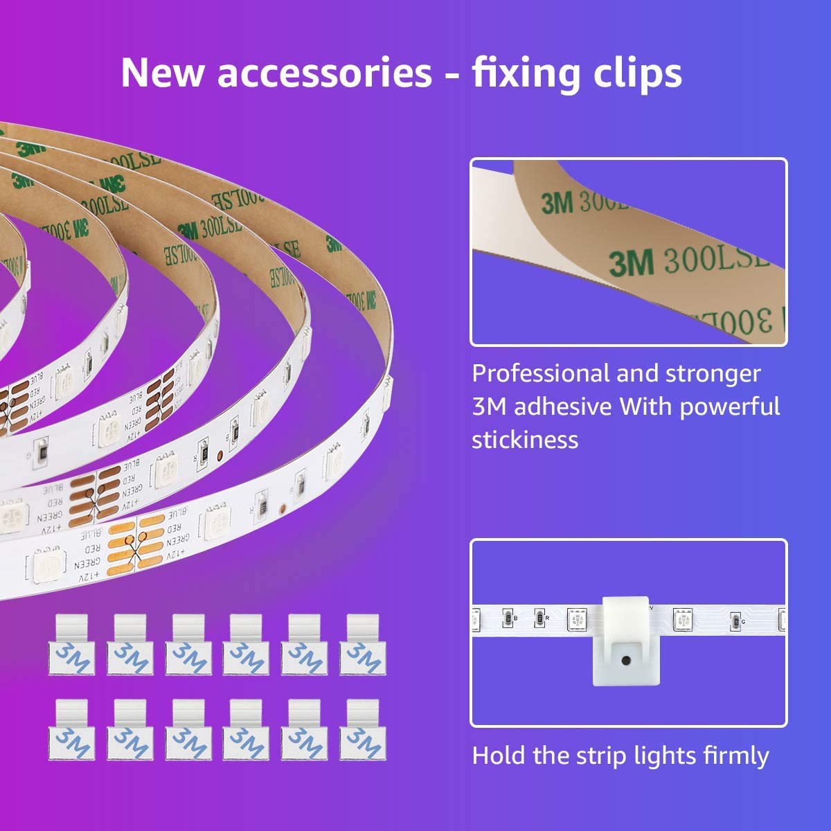 Lepro 65.6ft LED Strip Lights, RGB Color Changing, Remote Control, ETL Listed Adapter, Model 410106-RGB-US for Halloween Decorations