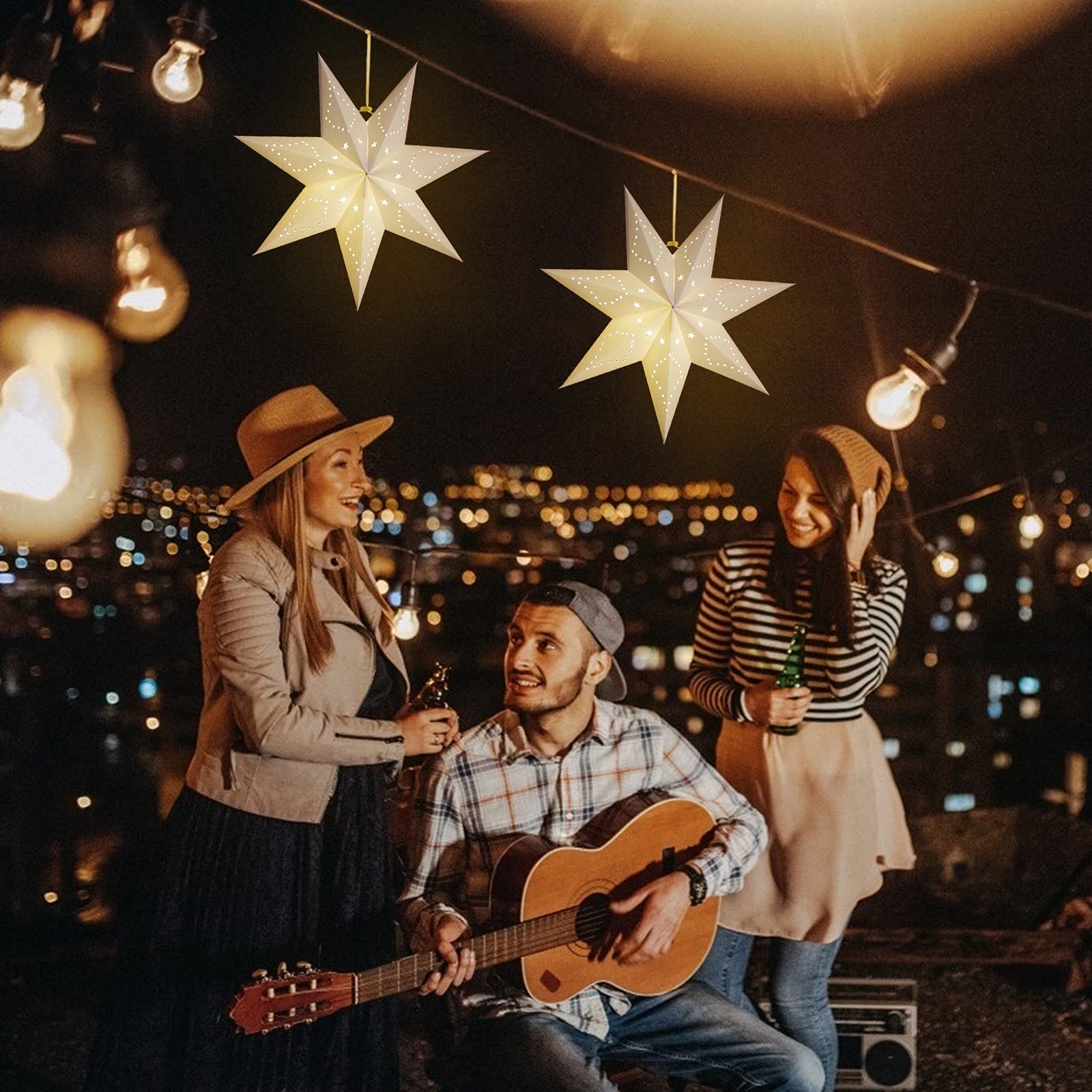 Lioobo Paper Star Lantern Lamp Shade Hollow Out Hanging Lamp Shade Star Hanging Ornament For Wedding Birthday Party Home Decor