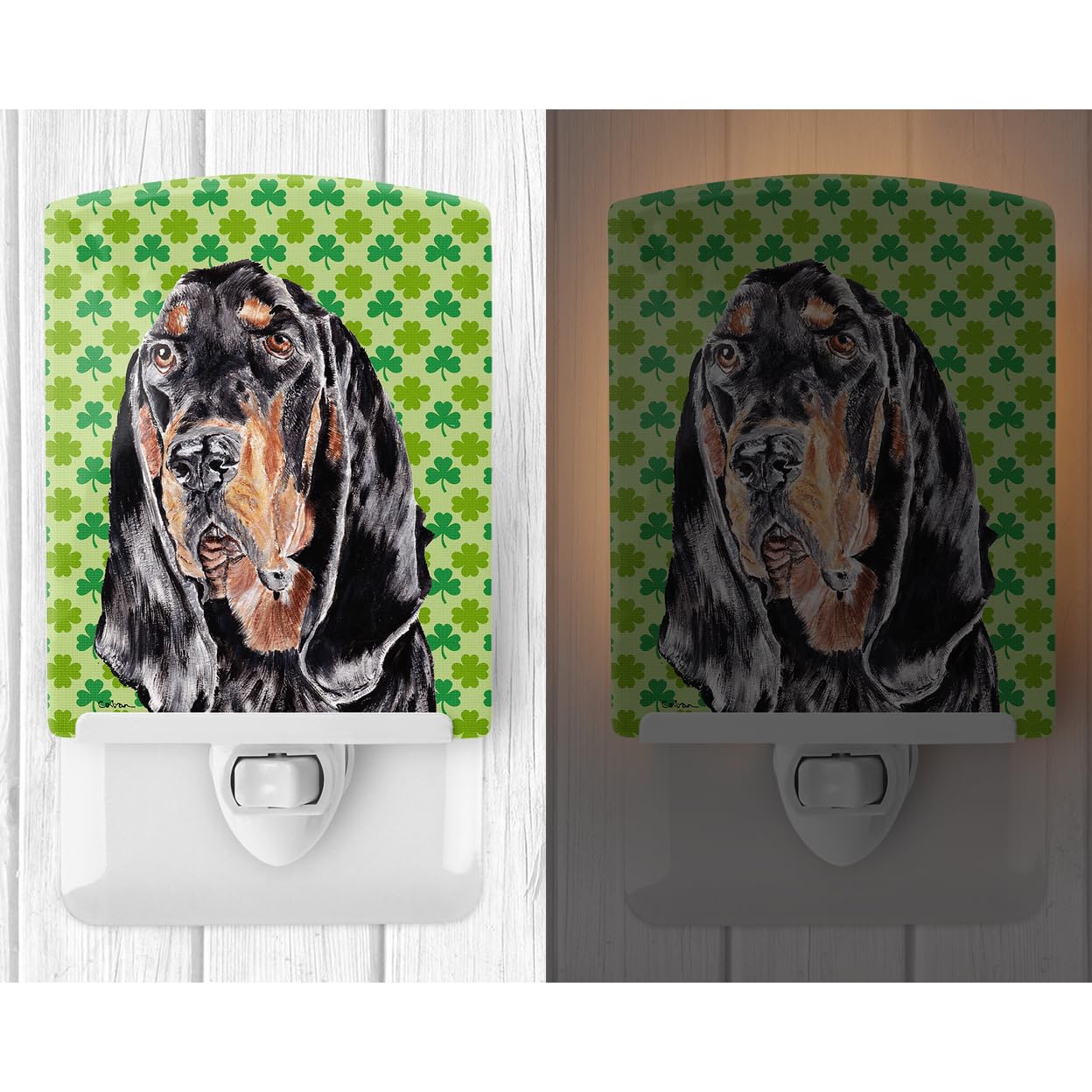 Carolines Treasures Ceramic Night Light, Black and Tan Coonhound, UL-Certified, 6x4x3in, Multicolor, Model SC9567CNL