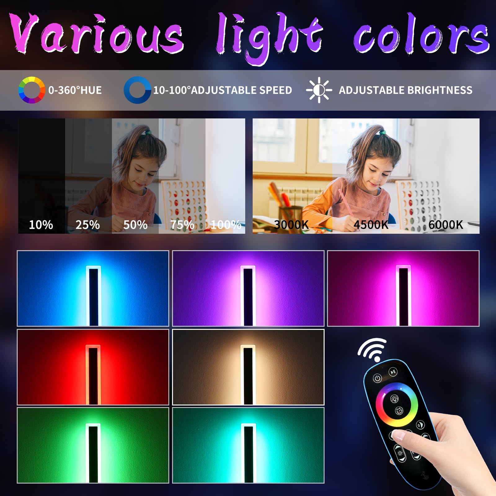Daoseolo 2 Pack Long Led Outdoor Wall Light, 47.2Inch Dimmable Modern Wall Sconce, Rgb Color Changing, Ip65 Waterproof, Exterior Lighting Fixture For Porch, Patio, Garage, Yard, With Remote Control