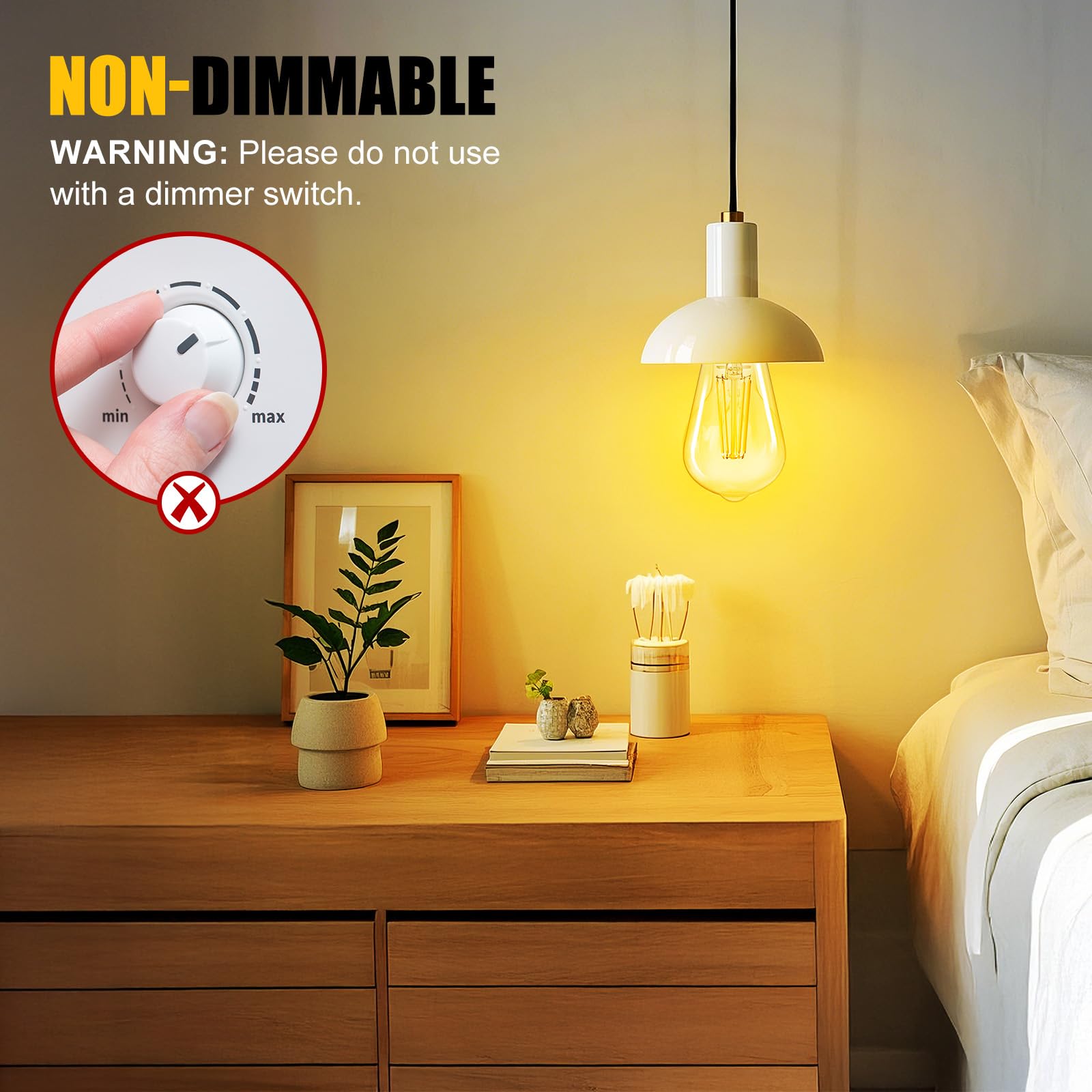 Brightown 12 Pack Led Edison Bulbs, 6W, Equivalent 60W, High Bright 2700K Warm White,750 Lumens, Non-Dimmable, E26 Medium Base S