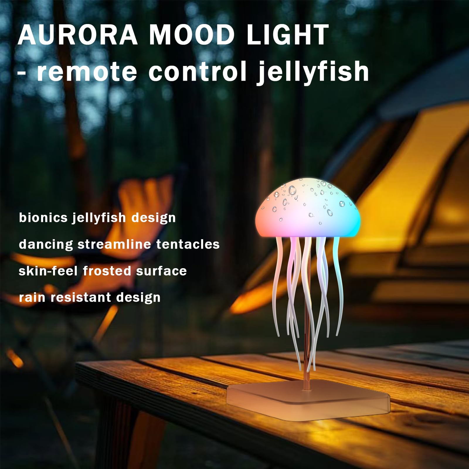 Jellyfish Lamp with Touch Sensor and Remote Control, Rechargeable Eye Friendly RGB Gradient Jellyfish Night Light as Desk Lamp,