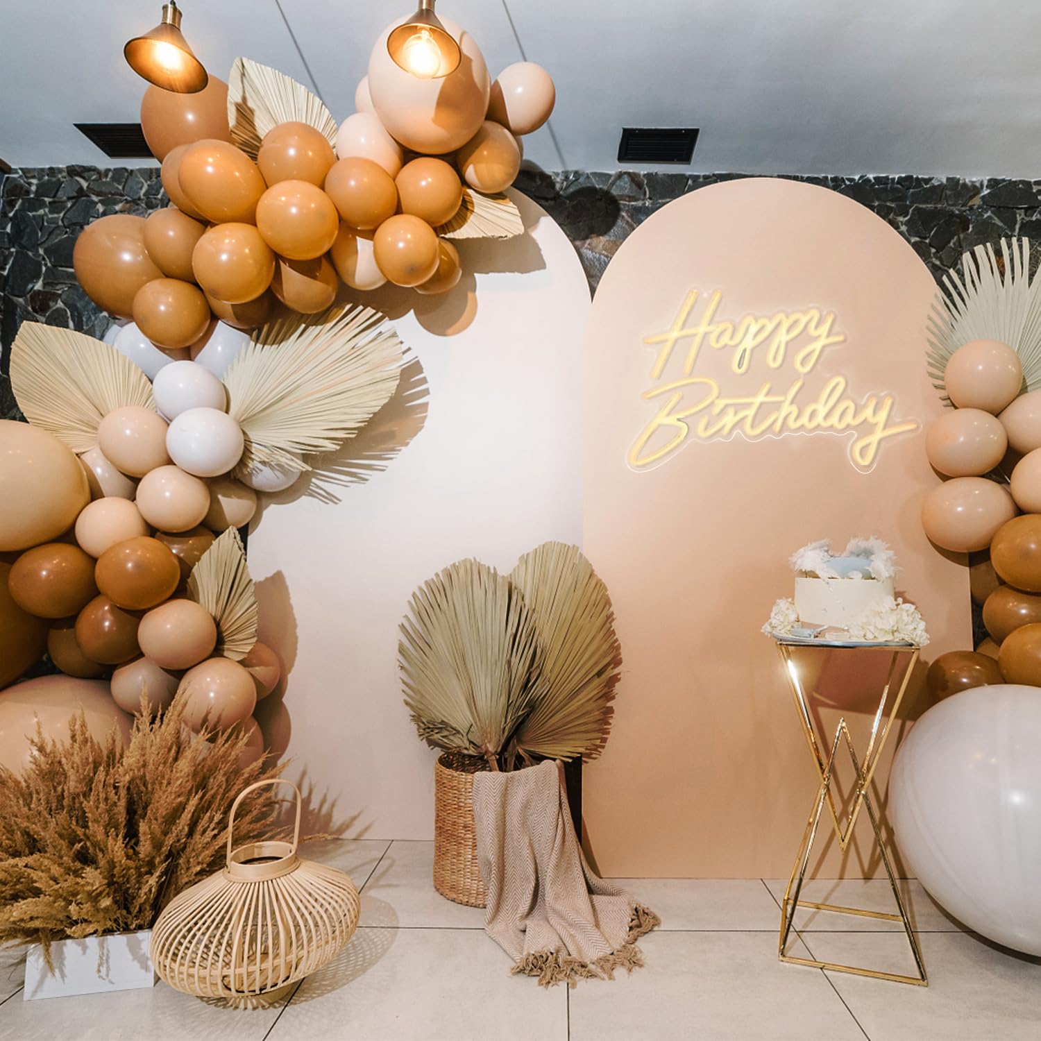 ColorSavvy Happy Birthday Neon Sign Large Neon Happy Birthday Sign for Backdrop with Dimmer Switch, Reusable Happy Birthday LED