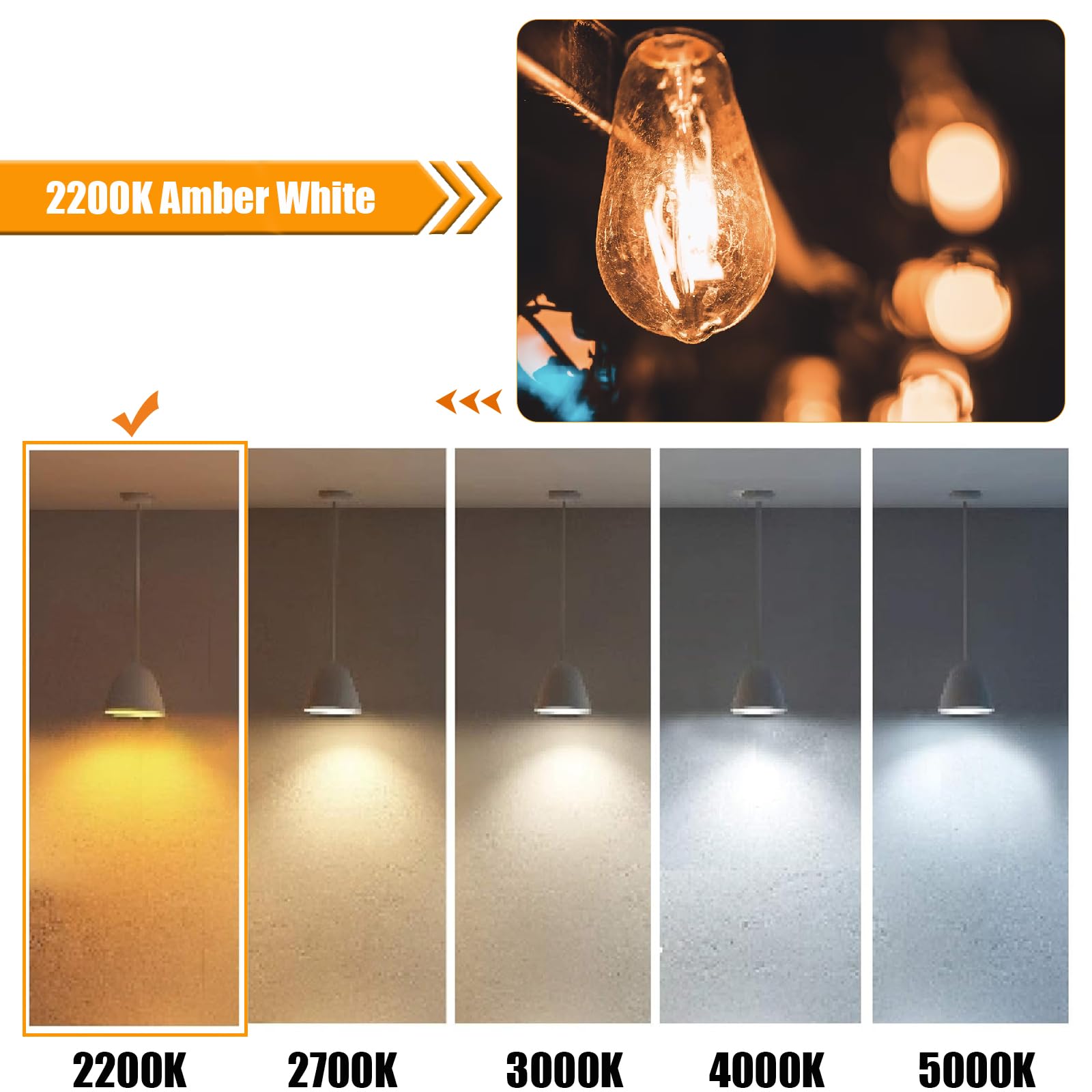 Winsaled 16 Pack Led Edison Bulbs 40W Equivalent, 4 Watt Led Filament Bulb, 2200K Amber Light St19 Light Bulb, 450Lm E26 Vintage