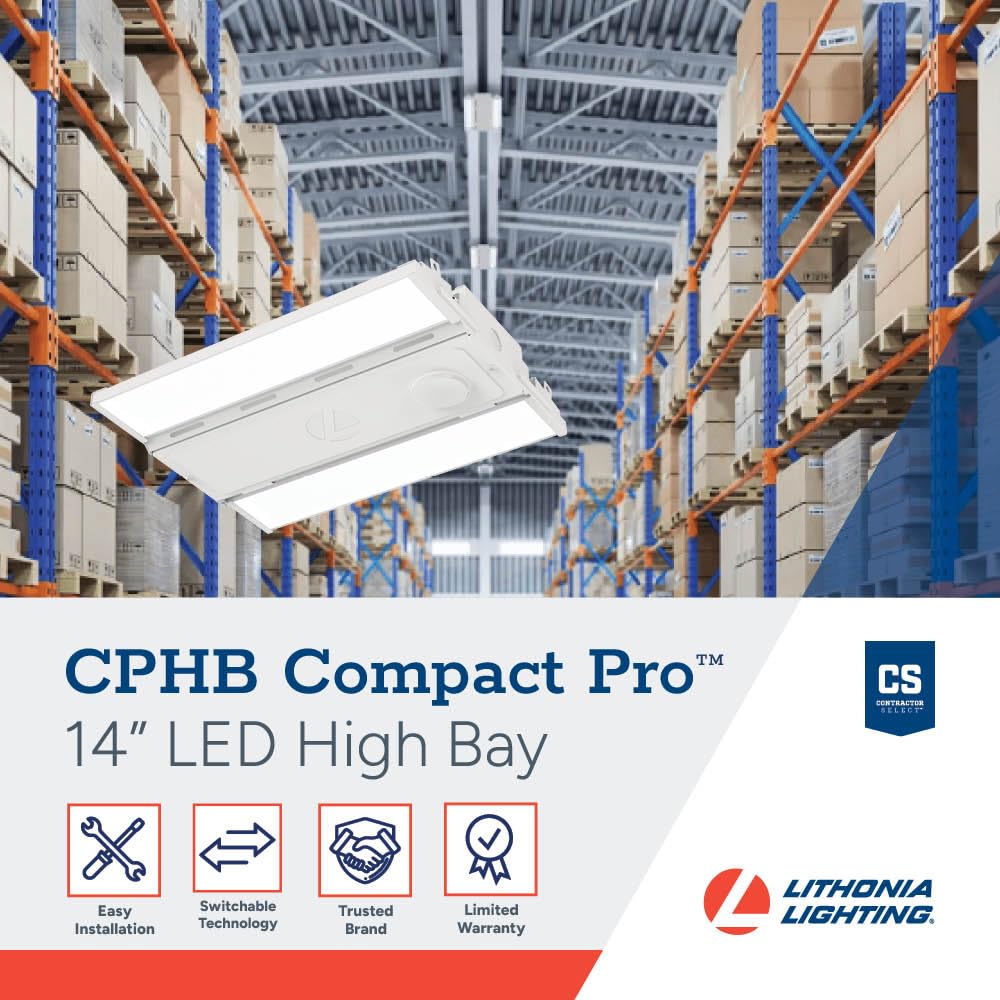 Lithonia Lighting Compact Pro Led High Bay Light  Ceiling Lighting Fixture  Adjustable 12000/15000/18000 Lumens  Selectable 4000K/5000K  Mvolt 120-277V (Cphb Alo13 Mvolt Sww9 80Cri Dwh)