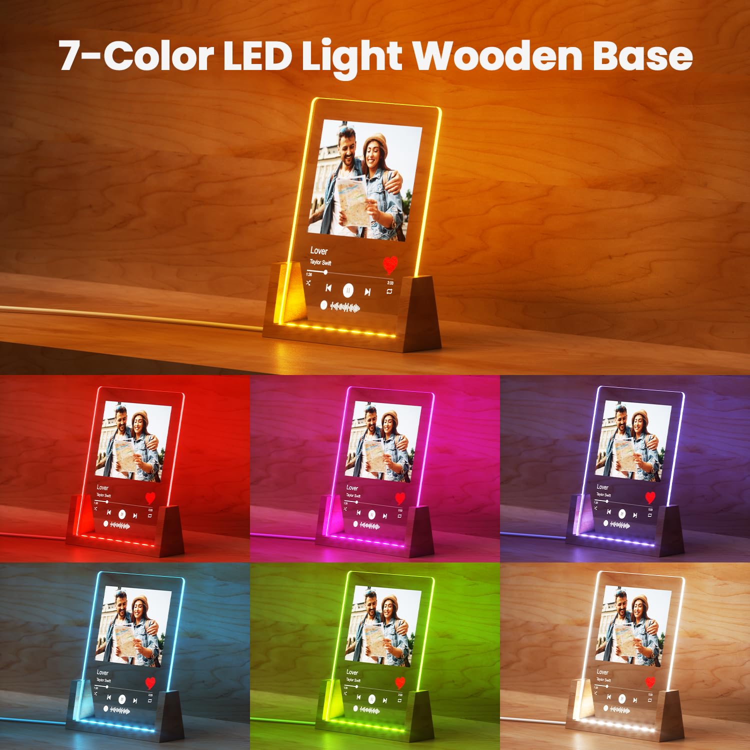 Ecavboc Personalized Night Light Led With Photo For Women Men Couple Family Boyfriend Girlfriend, Customizable Valentines Annive