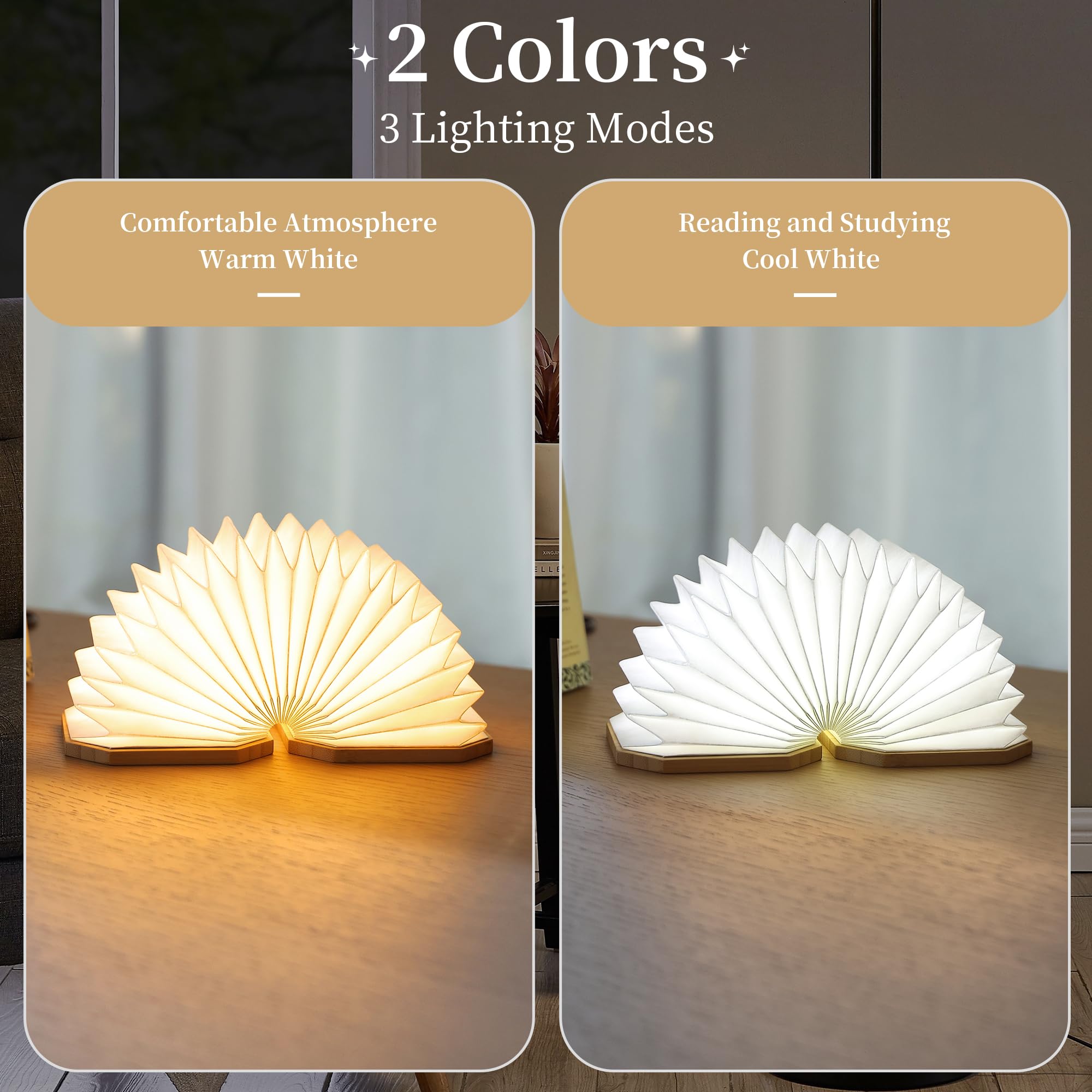 Bamboo Base Paper Lantern Lights - Foldable Japanese Lamp, 3 Color Modes For Home Decor, Spiritual Gifts