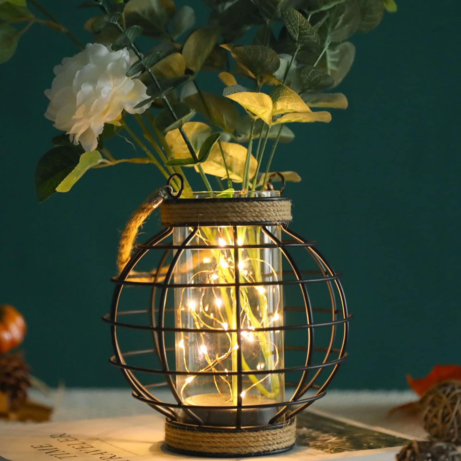 Jhy Design Metal Cage Led Lantern - 7.3&quot; Battery Powered Fairy Light For Indoor/Outdoor Events