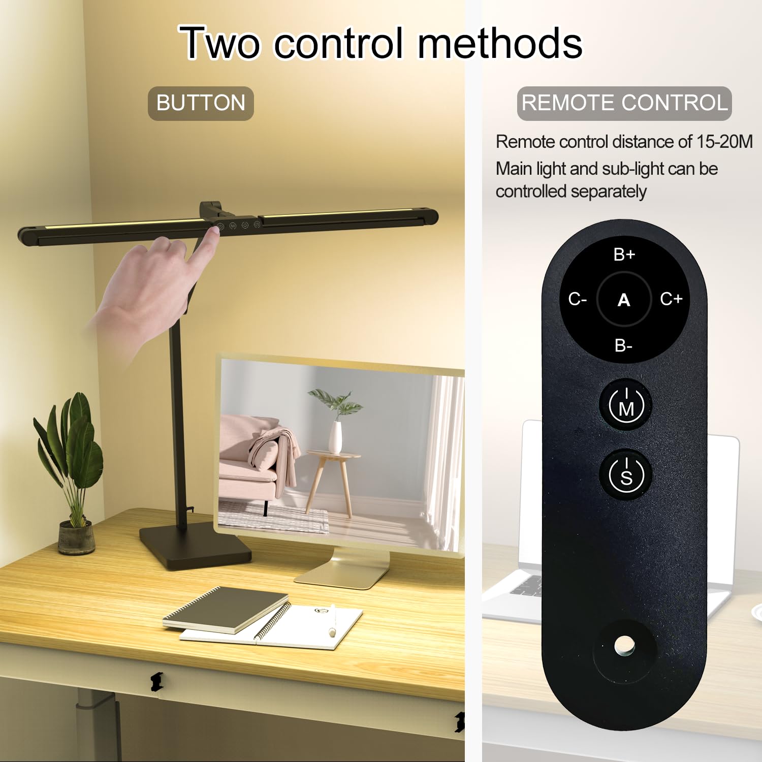 Omorepa 36W Architect Desk Lamp, 3000LM, Dimmable, Remote Control, 47.4" Wide, Black, Model FDDL19