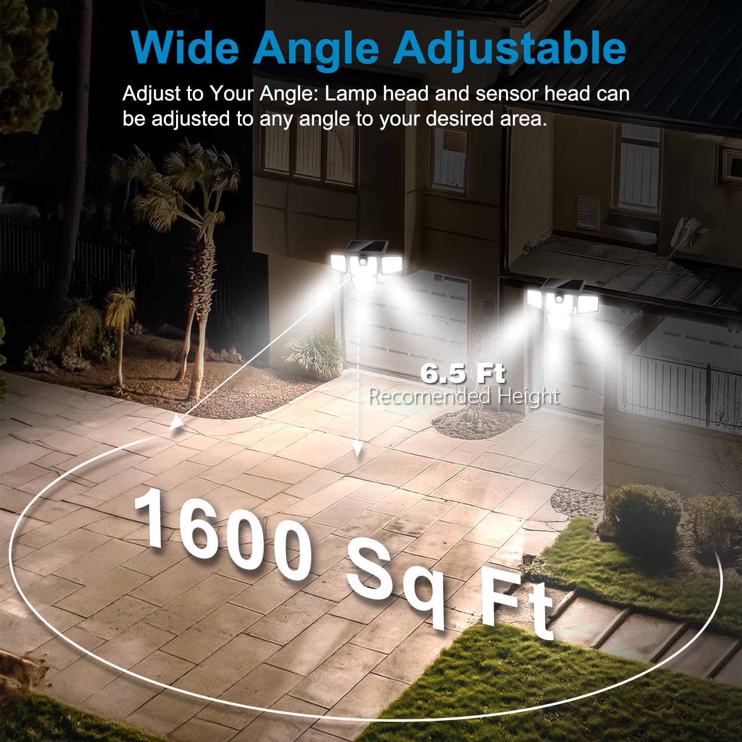 Ameritop Solar Lights Outdoor, 2 Pack Led High Brightness Cordless Solar Motion Sensor Lights; 4 Adjustable Heads, 320? Wide Ang