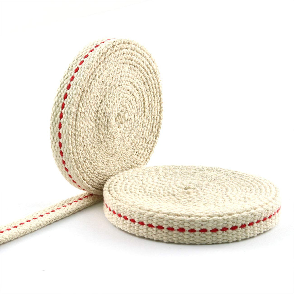 E-Outstanding 2 Roll 3/8'' Cotton Lantern Wick Flat Cotton Oil Lamp Wick With Red Stitch For Kerosene Burner Stove Lighting Lant
