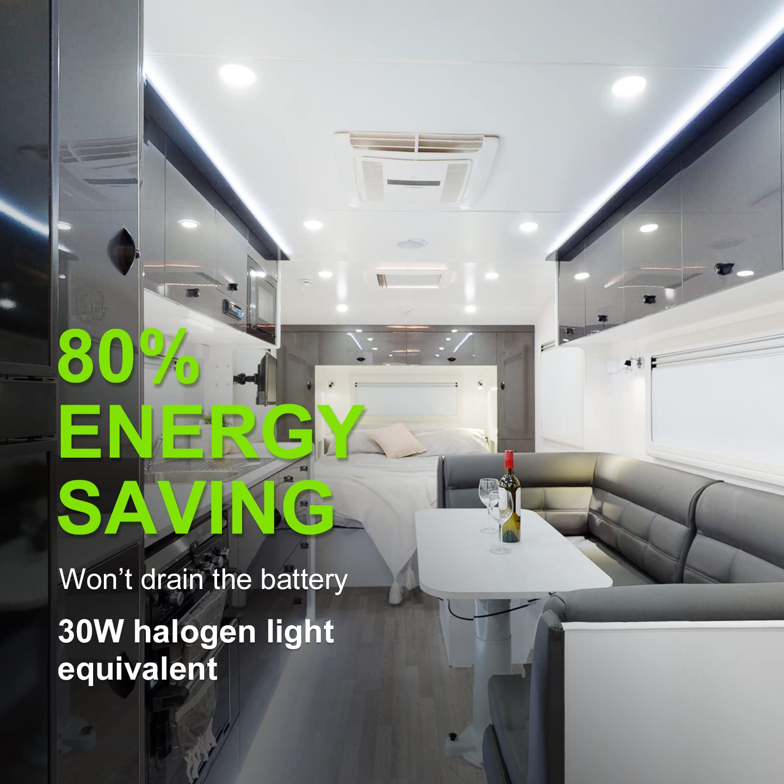 Dream Lighting 12V LED Ceiling Lights, 4.5 Inch, Cool White, Aluminum, Model 10X616264C, Pack of 10