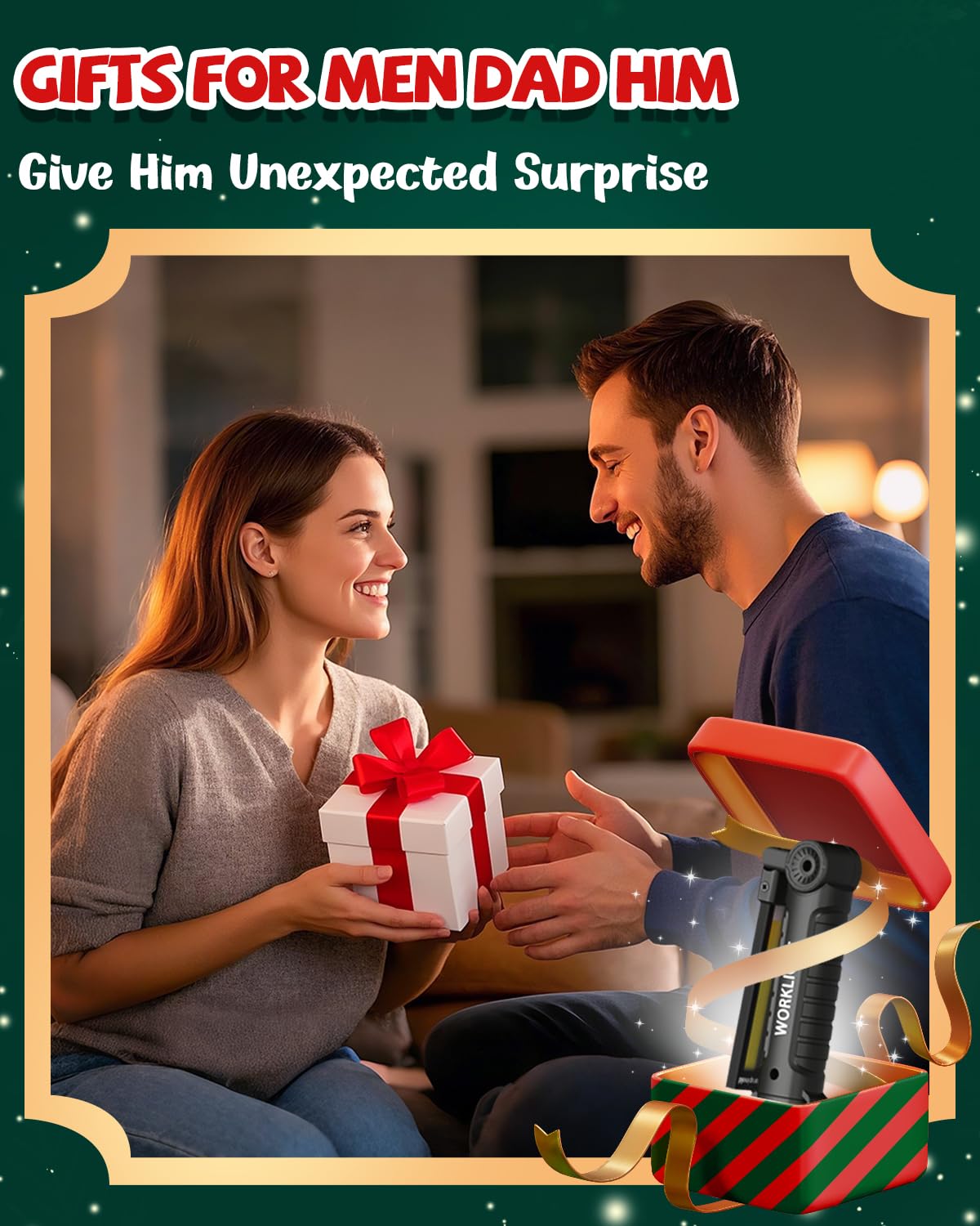 Coquimbo Tool Gifts For Men Him, Rechargeable Led Work Light Grill Light With Magnetic Base 5 Modes 360? Rotate Mens Gifts (4 Pa