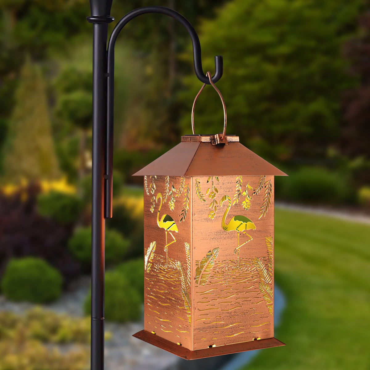 Flamingos Solar Lantern Outdoor Waterproof Hanging Christmas Lights Flamingos Garden Decor Birthdays Gifts for Women Mom Grandma