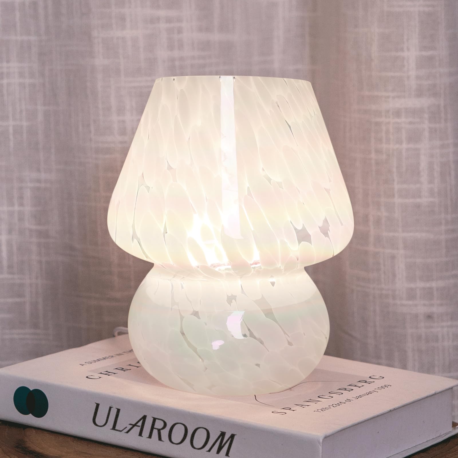 ULAROOM Mushroom Lamp USB Plug-in with 3 Temperature LED Bulb, Rainbow White, Model TALPMSUSBMUC19X9Q1, for Bedroom/Living Room Decor
