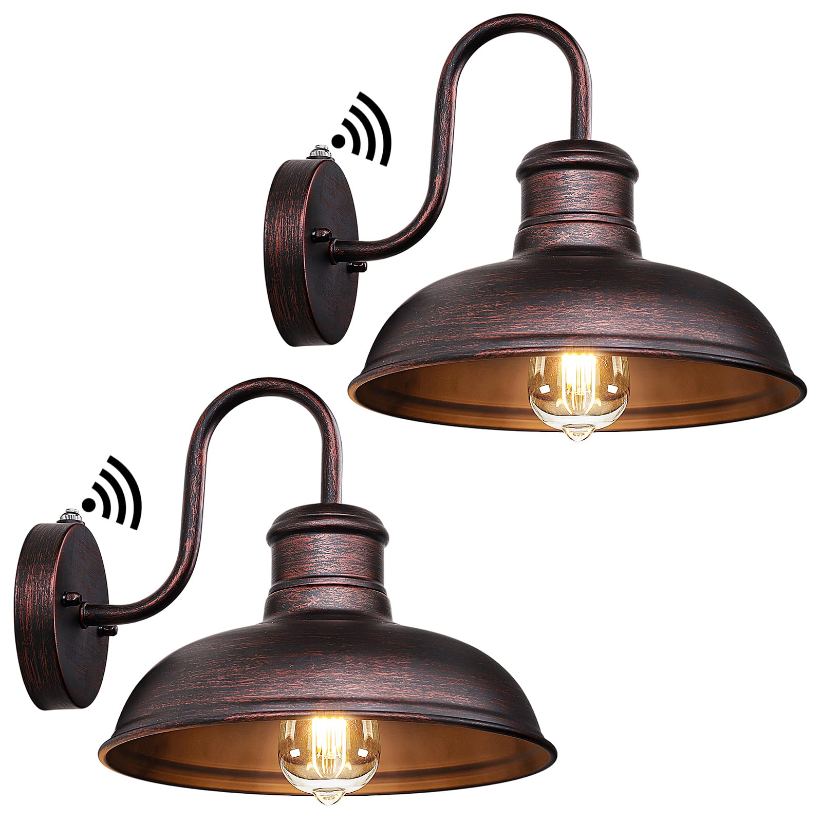 TOBUSA 2-Pack Dusk to Dawn Outdoor Wall Lights, Exterior Farmhouse Gooseneck Barn Light, Vintage Outside Wall Mount Light Fixtur