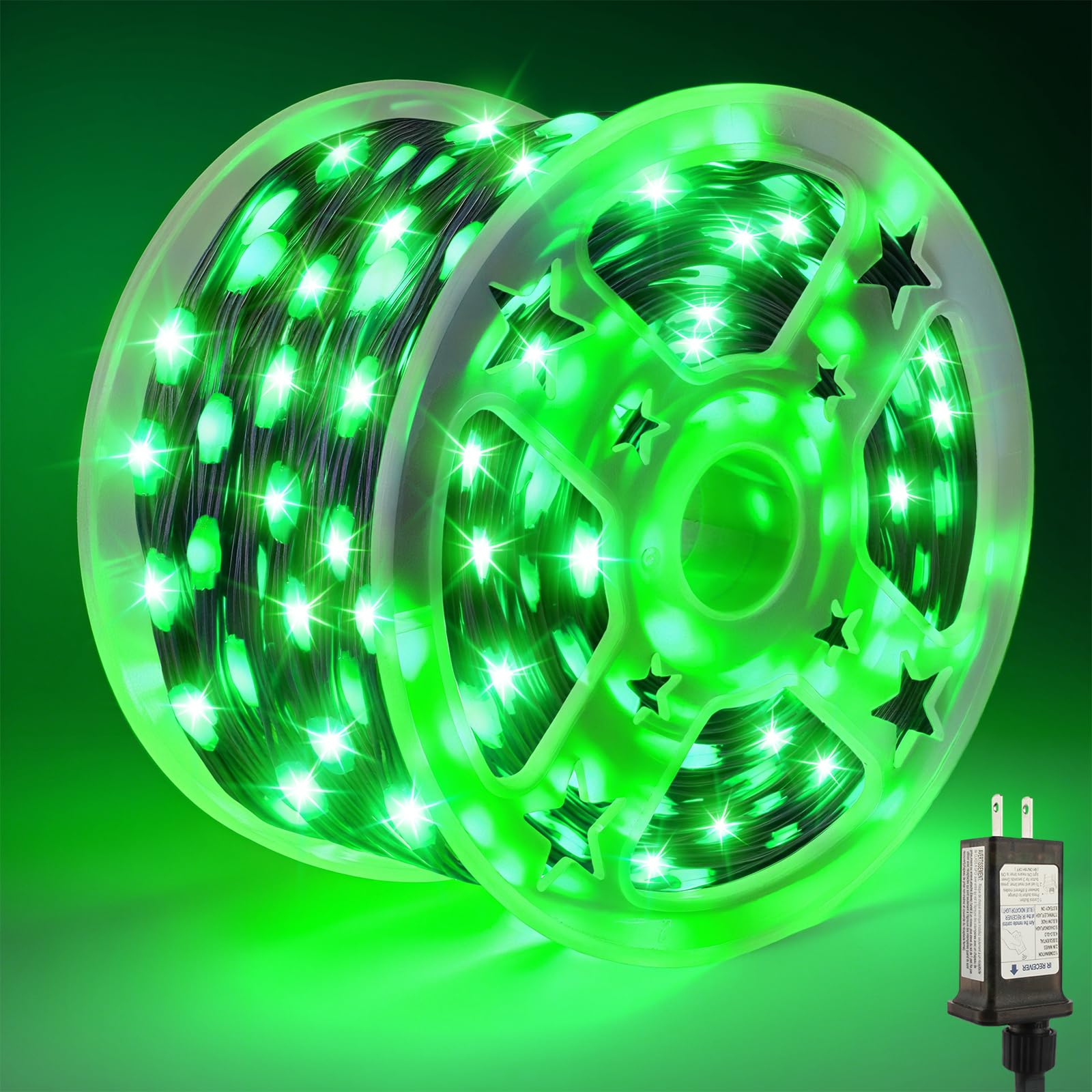 Tcamp 164Ft 500 Led Green Christmas Lights  8 Modes Christmas Tree Lights With Timer Memory Function  Green Wire Starry Fairy String Light For Xmas Tree Outdoor Indoor Decor