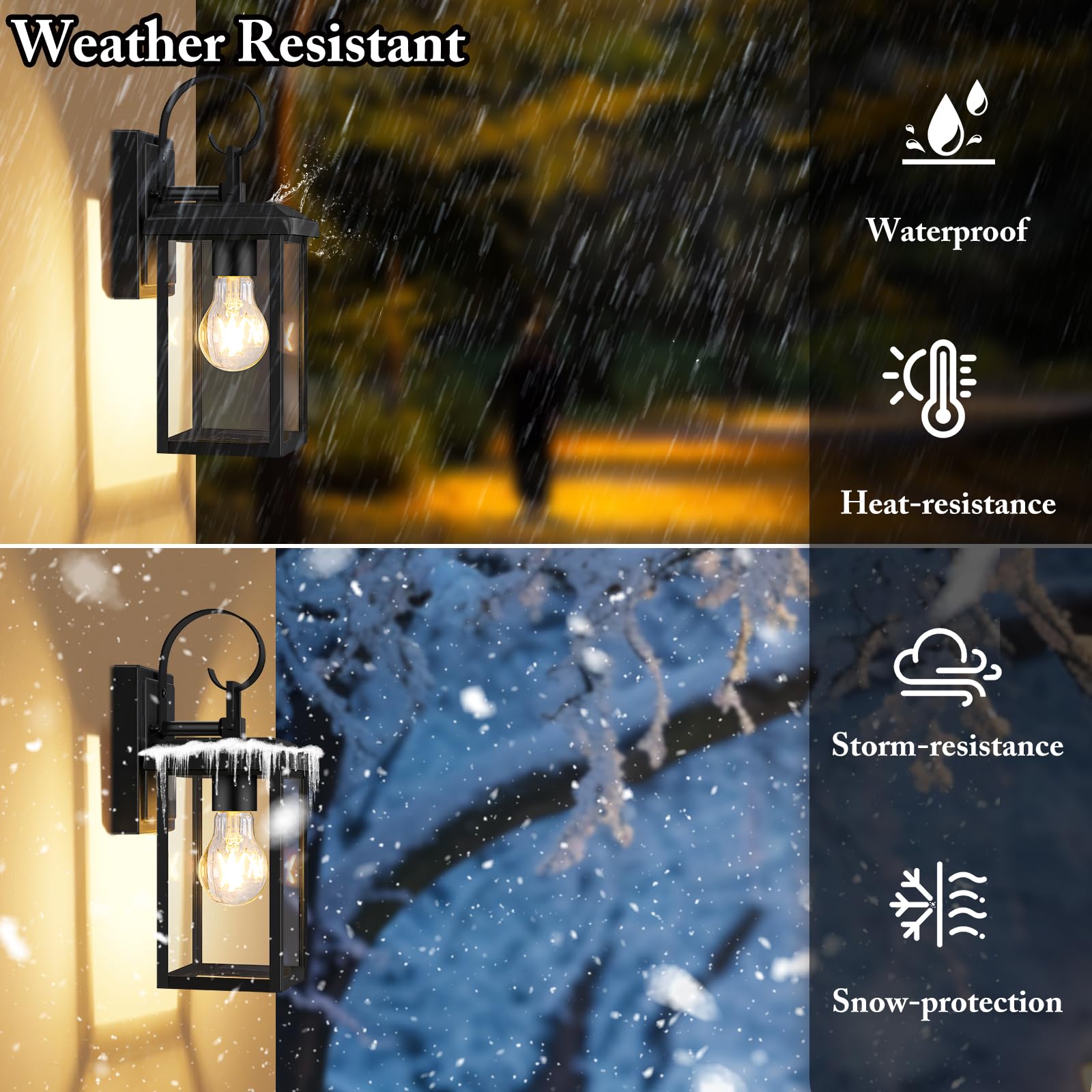 Beslowe 2-Pack Outdoor Wall Light Fixtures, Exterior Lighting Fixtures Wall Mount, Waterproof Porch Lights Outdoor Wall Sconces