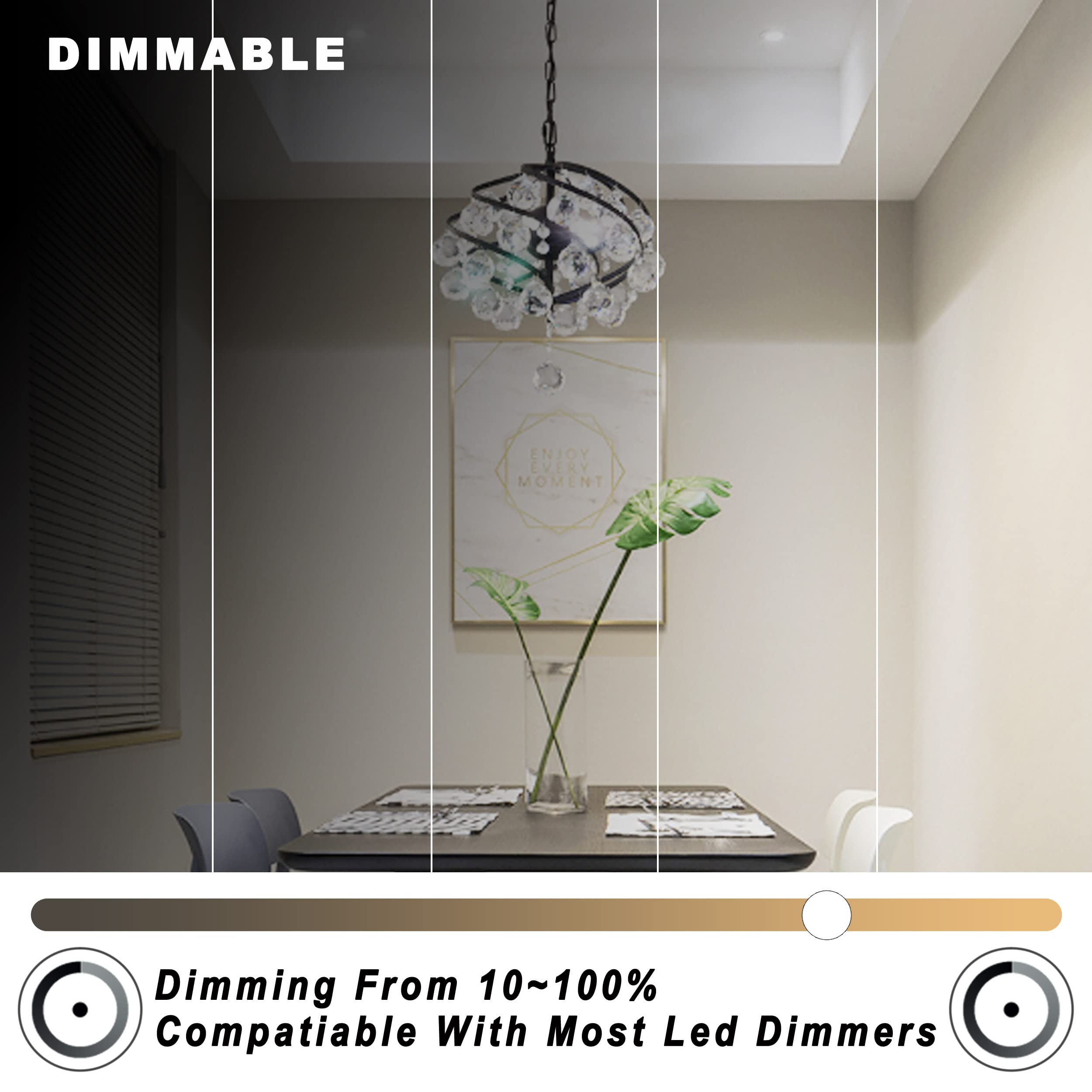 Alide Dimmable 5000K Daylight White Led Bulbs, Replace 40W E12 Halogen Equivalent, T6 Base 120V C7 Led Candelabra Bulbs 4W Brigh