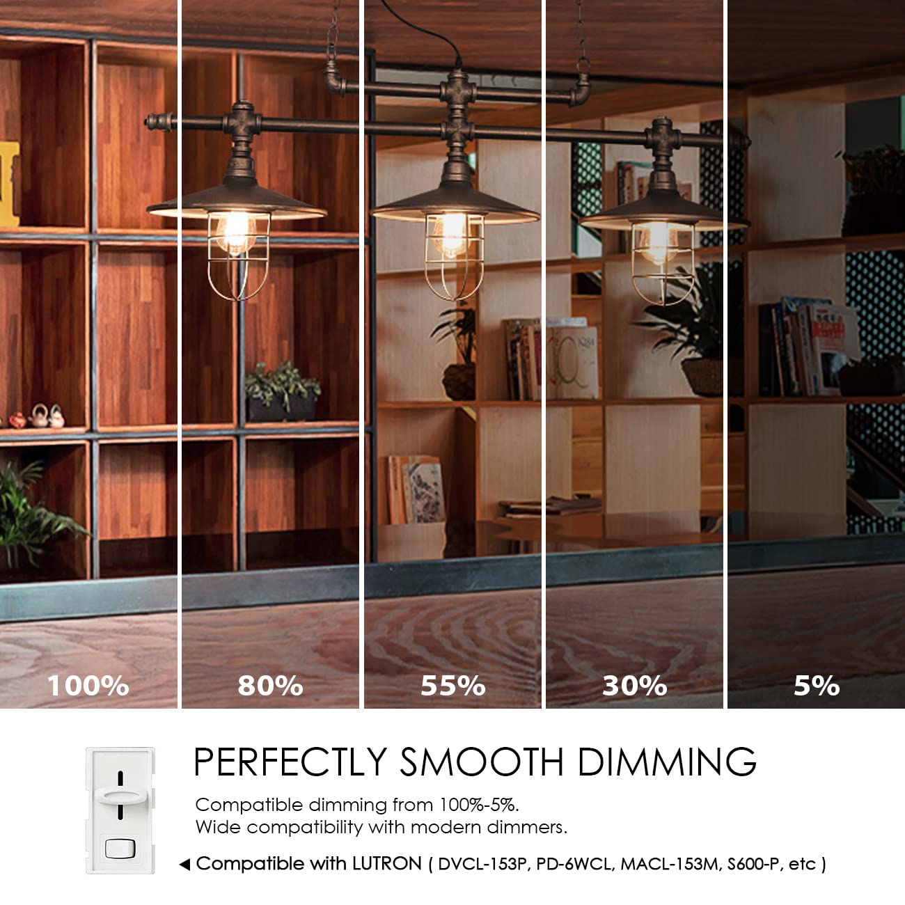 Lvwit St21 Led Filament Bulb 5W (40 Watt Equivalent) Dimmable 2700K Warm White Vintage Edison Light Bulbs E26 Medium Base 12 Pac
