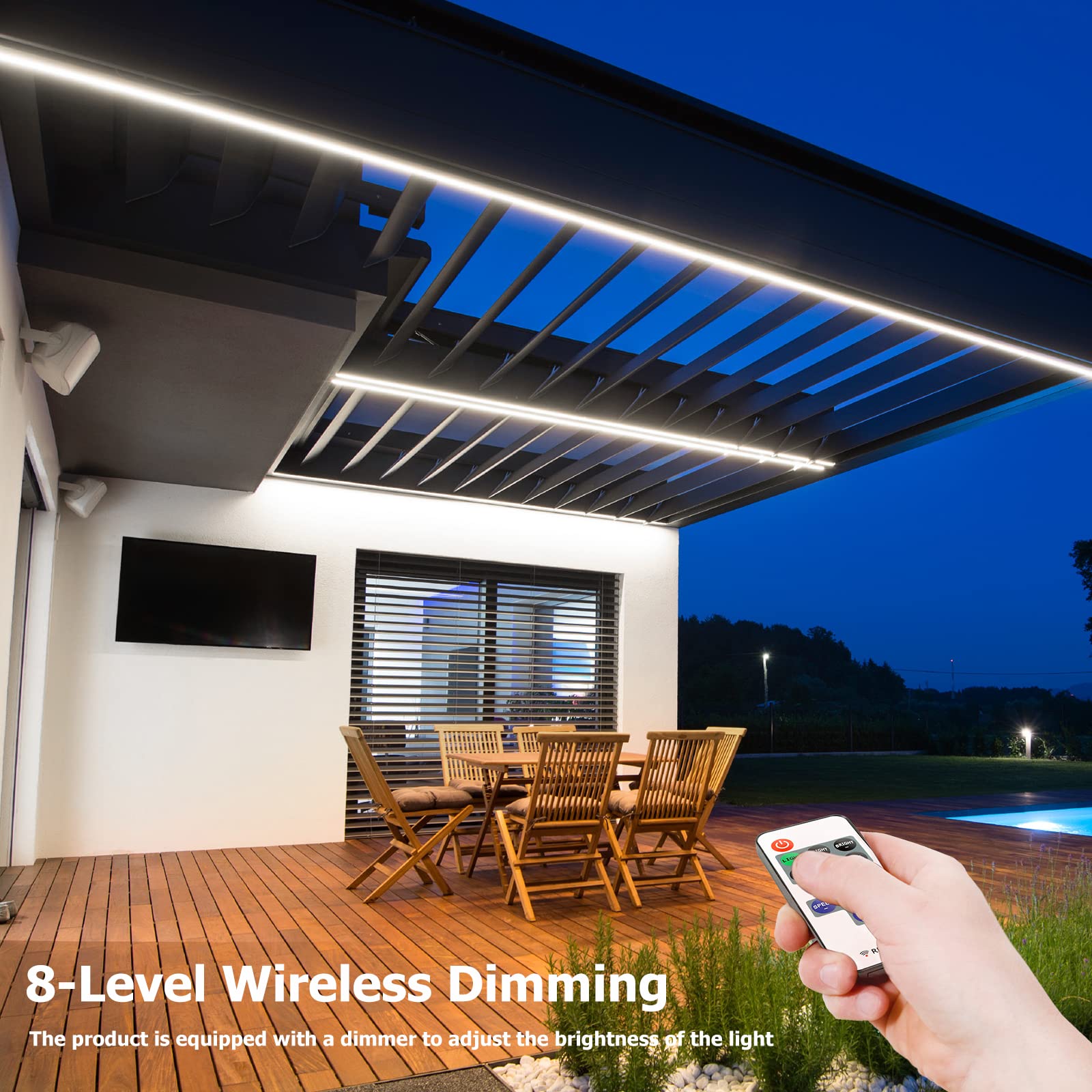 Galgreen Neon Rope Lights, 16.4ft Waterproof LED Strip, Dimmable Remote, White, Silicone Rubber, Model ST-TING-L170