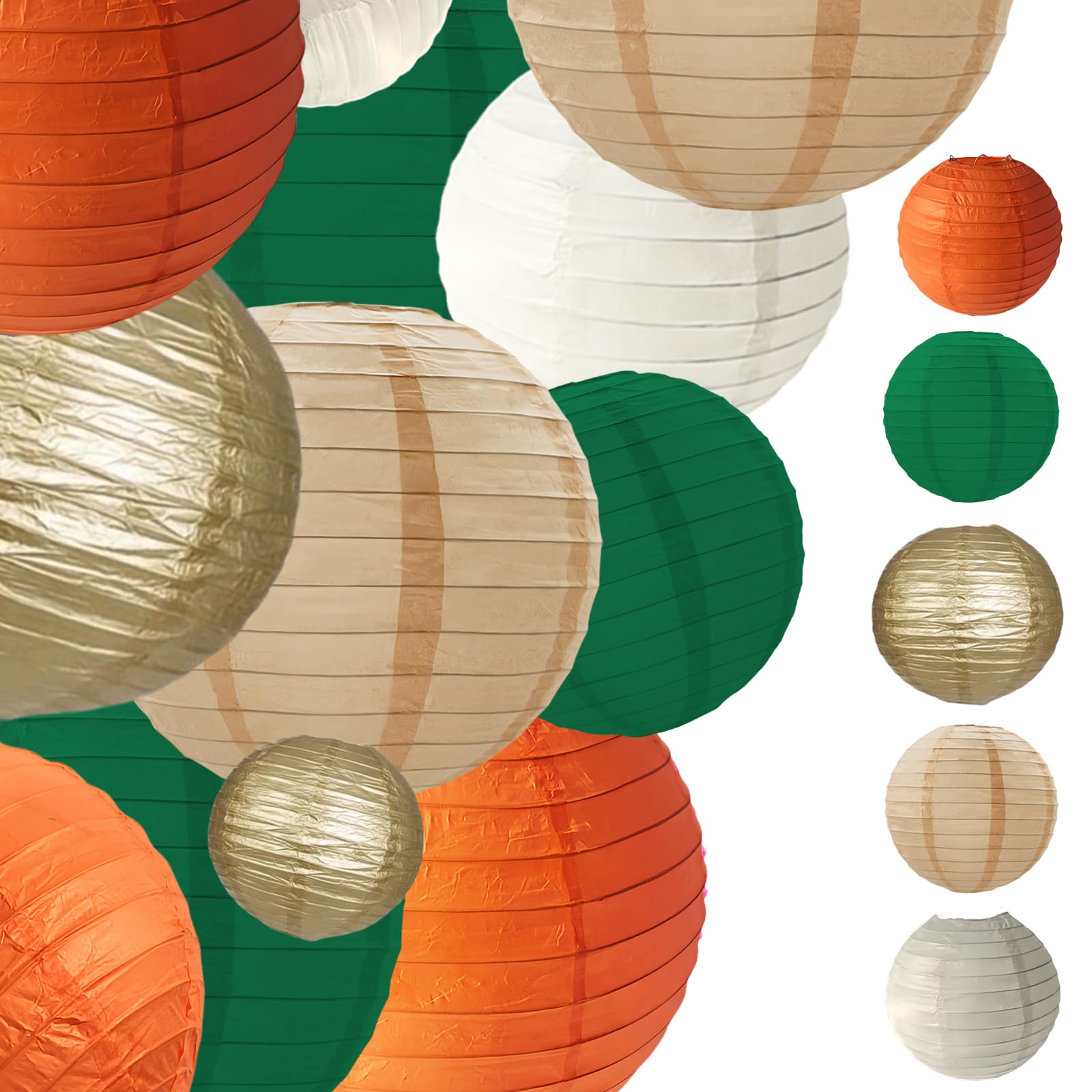 Capesaro Green Orange Paper Lanterns Decorative 15pcs Party Hanging Decorations for Bachelorette Wedding Birthday Baby Shower Graduation Anniversary Mermaid Lavender Themed Room Decor