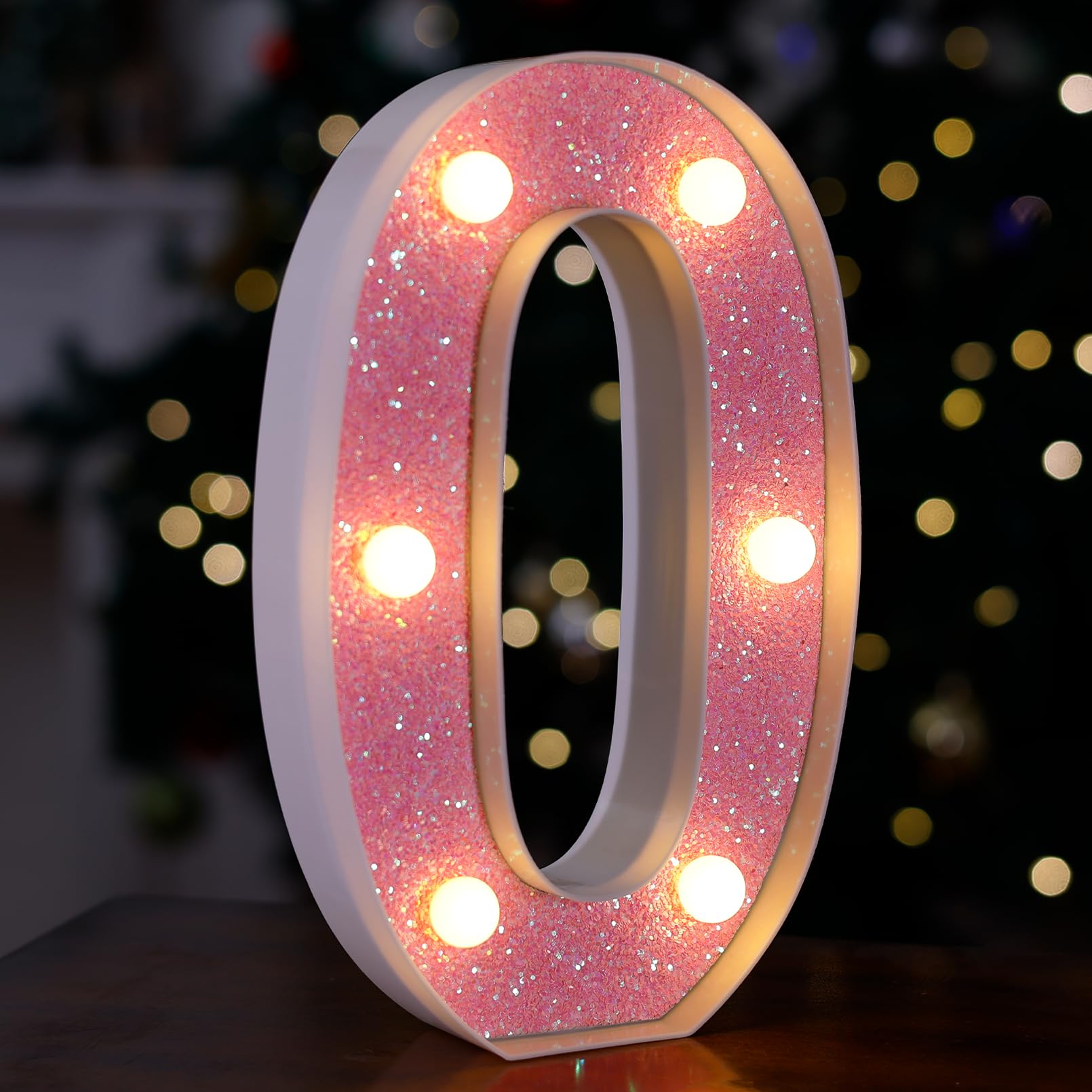 TRONSBOO LED Letter Light, Pink Glitter Marquee Sign, Battery Powered, 5.47in x 8.58in x 1.57in, Model Pink-Light-0, Girls